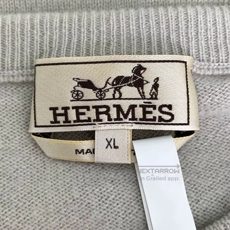 Hermes Light coffee pattern intarsia round neck cashmere k