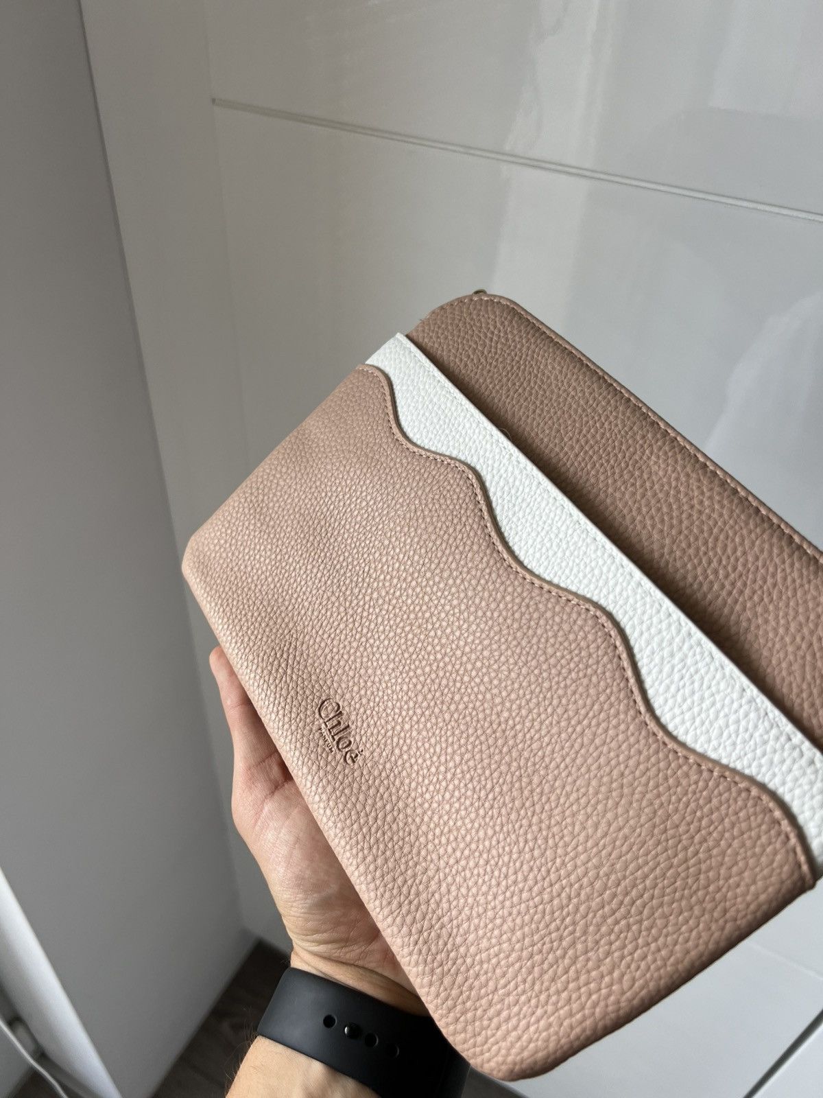Chloe Chloe Parfum Zip Navy Pink/Beige Clutch Bag Size ONE SIZE - 3 Thumbnail