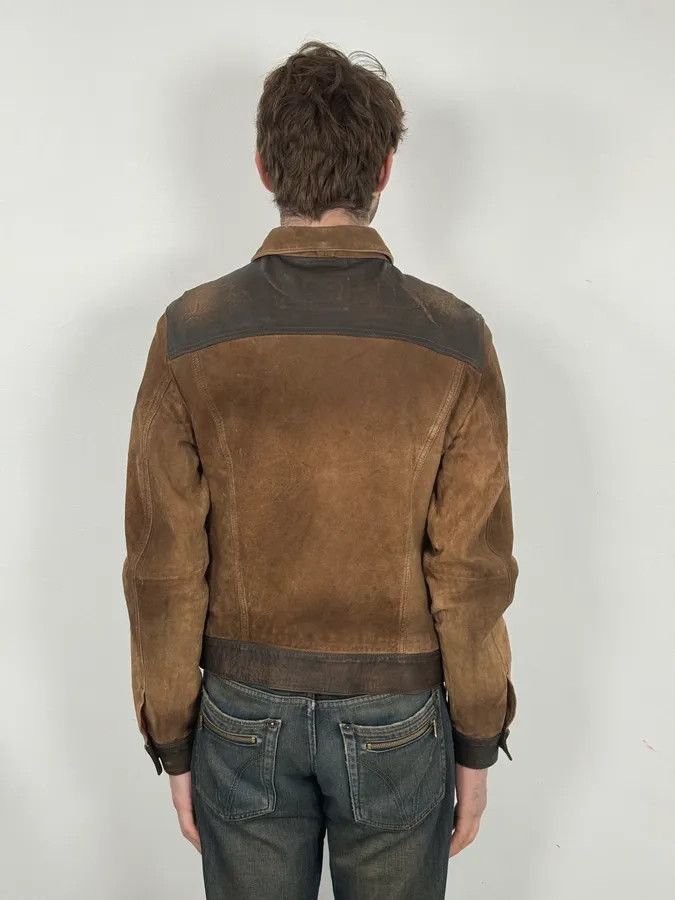 Armani 2000s Armani Brown Suede Leather Two Tone Trucker Jacket Size US M / EU 48-50 / 2 - 3 Thumbnail