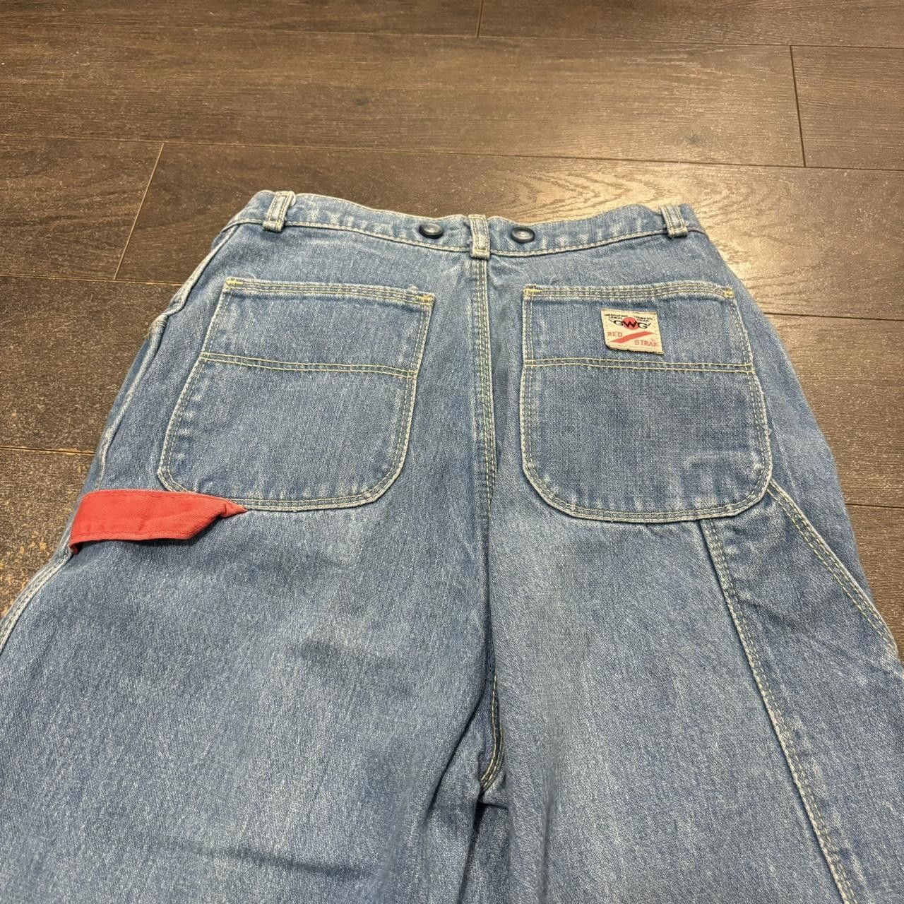 Designer Vintage Light Washed Blue Gwg Red Strap Jeans 70s Size US 26 / EU 42 - 4 Thumbnail