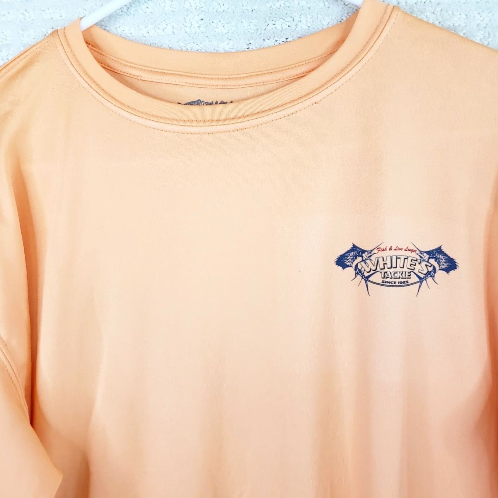 Vintage VINTAGE White's Tackle 50+ UV Shirt Men XL Sun Protection Long Sleeve Coral Orange Fishing Logo T-Shirt Regular Fit Size US XL / EU 56 / 4 - 3 Thumbnail