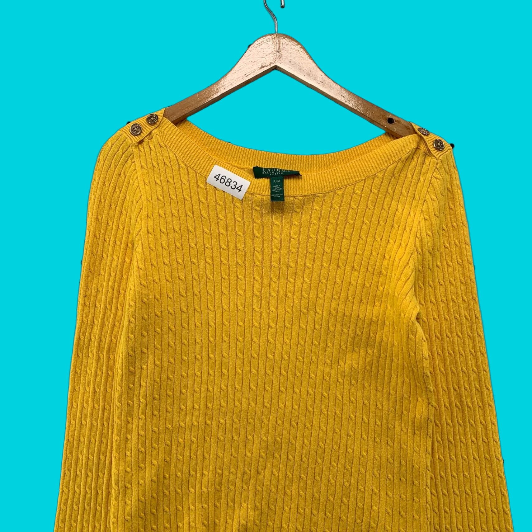 Ralph Lauren Lauren Ralph Lauren Sweater Womens Petite Medium Yellow Off The Shoulder Size M / US 6-8 / IT 42-44 - 1 Thumbnail