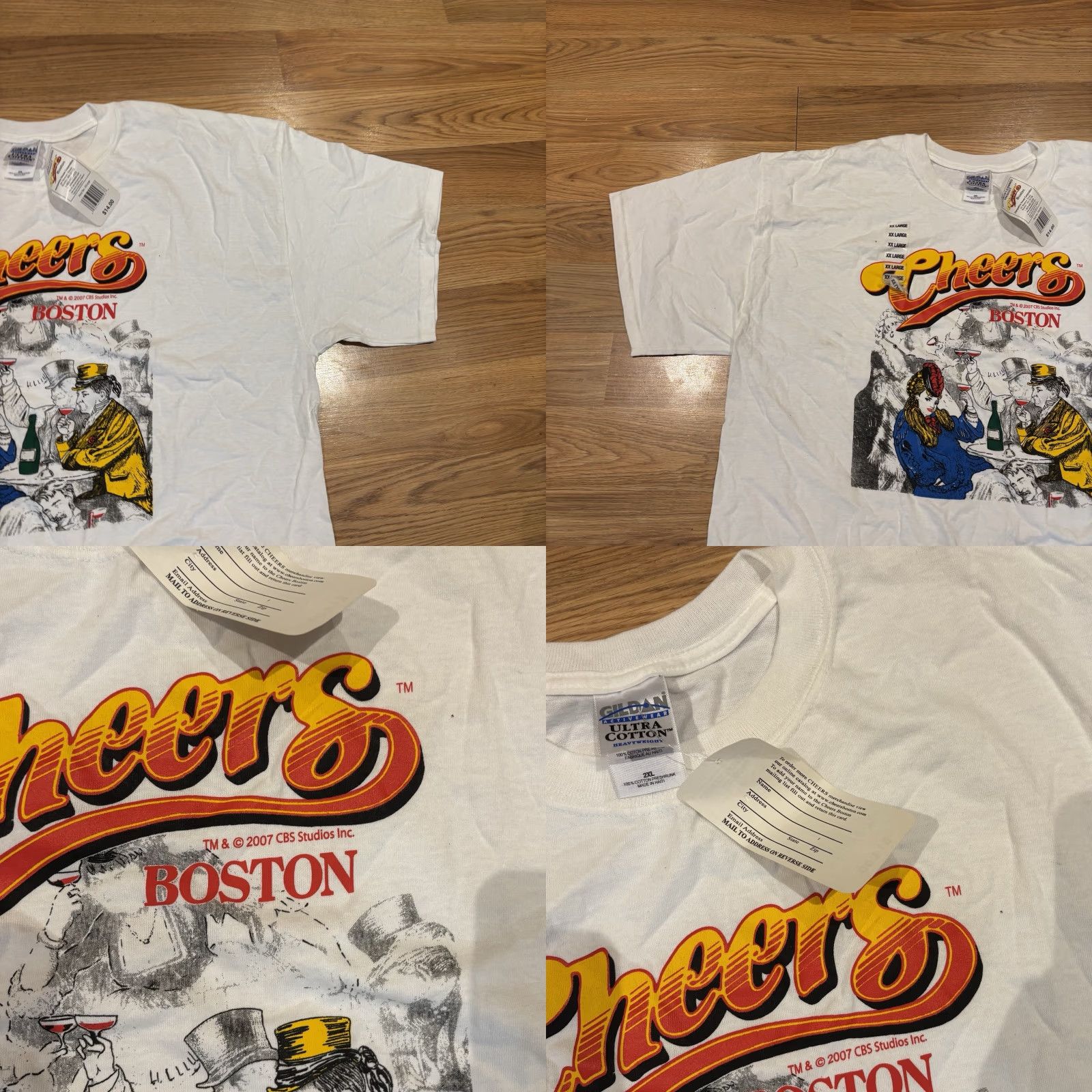 Gildan VINTAGE 2007 CBS Studios Inc Officially Licensed Cheers Boston T-Shirt White 2XL NWD Mens Retro 80s 90s Graphic Print Cotton Gildan Short Sleeve Size US XXL / EU 58 / 5 - 8 Thumbnail