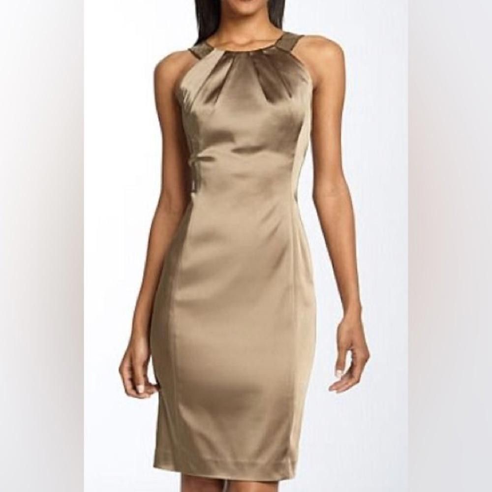 Calvin Klein Calvin Klein l Gold Satin Sequin Sheath Dress 12 Size XL / US 12-14 / IT 48-50 - 1 Thumbnail