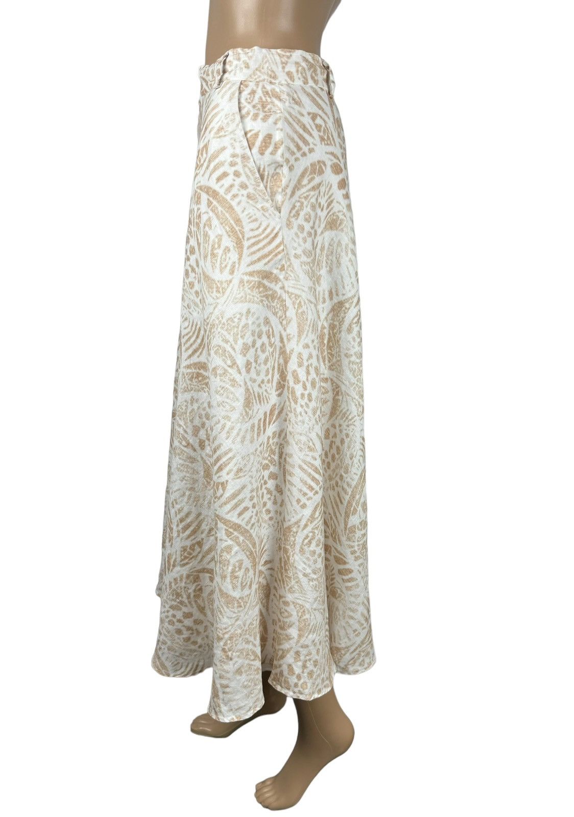 Designer Hemisphere Maxi Long Skirt Pleated Linen Printed size M Size 26" / US 2 / IT 38 - 4 Thumbnail