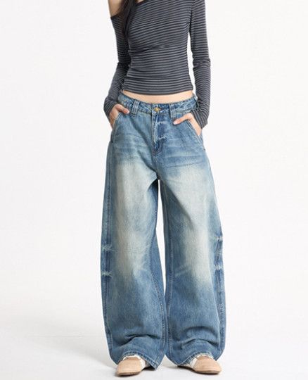 Japanese Brand American retro washed baggy cutaway jeans for men Size US 32 / EU 48 - 1 Thumbnail