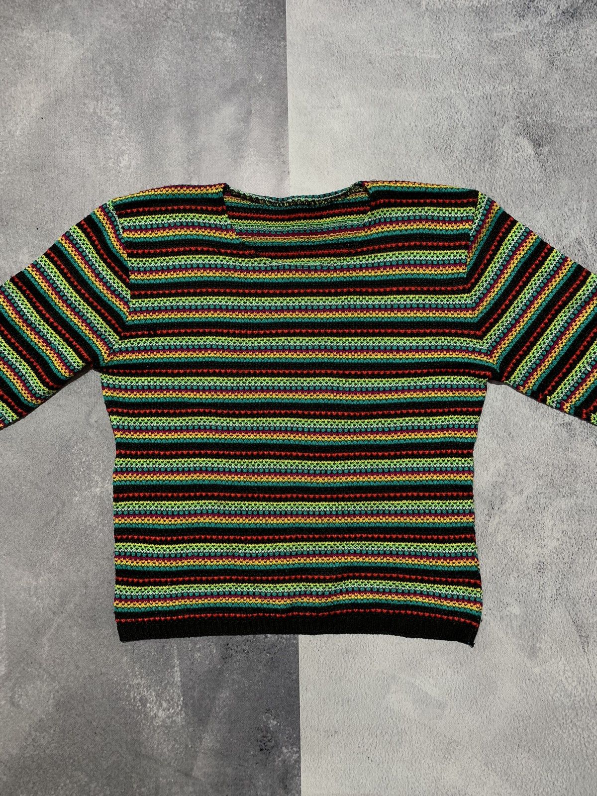 Vintage Vintage 90s Coloured knit striped sweater streetwear size L Size L / US 10 / IT 46 - 4 Thumbnail