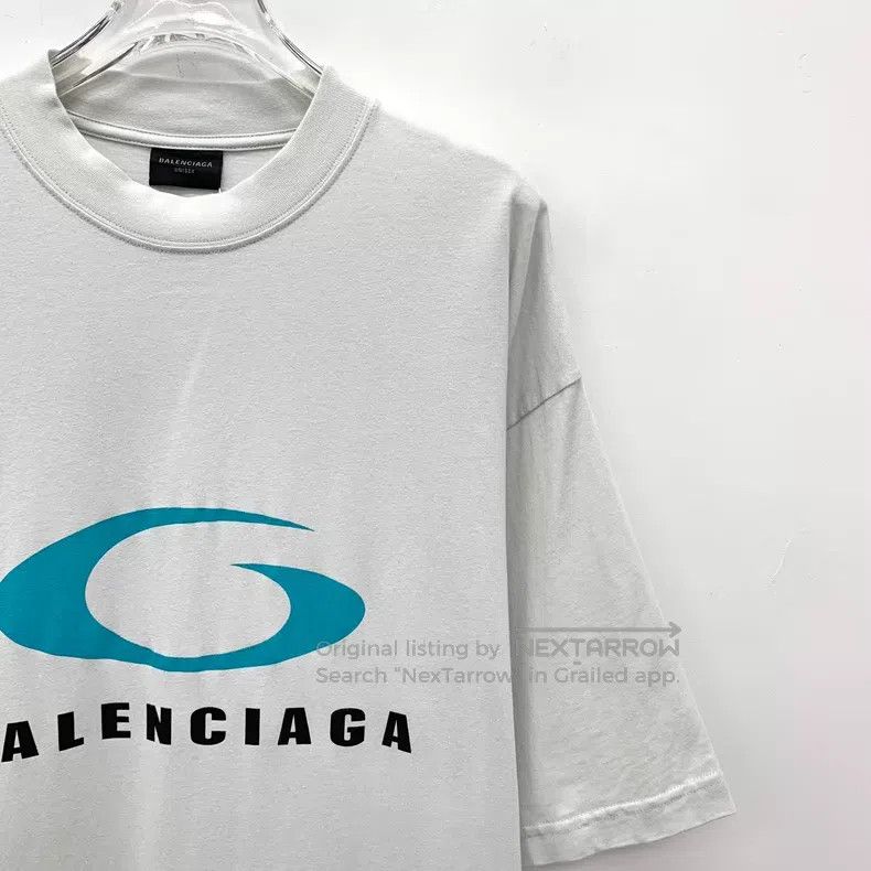 Balenciaga Balenciaga White Logo Letter Printed Cotton Round Neck Sho Size US M / EU 48-50 / 2 - 3 Thumbnail