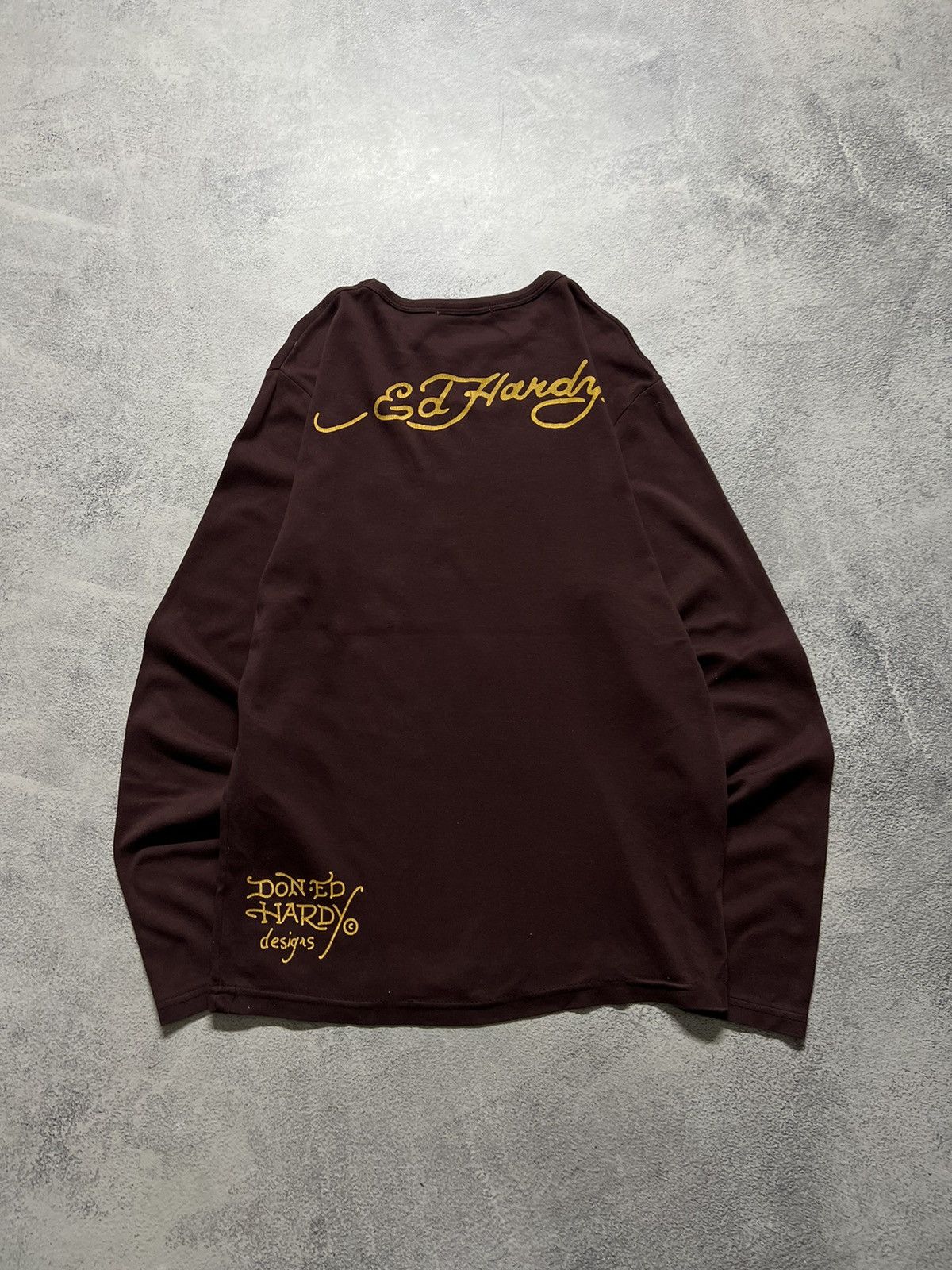 Ed Hardy Vintage Y2k Ed Hardy Skull Eagle 🦅☠️ Brown 🤎 Long Sleeve 00’s Size US L / EU 52-54 / 3 - 5 Thumbnail