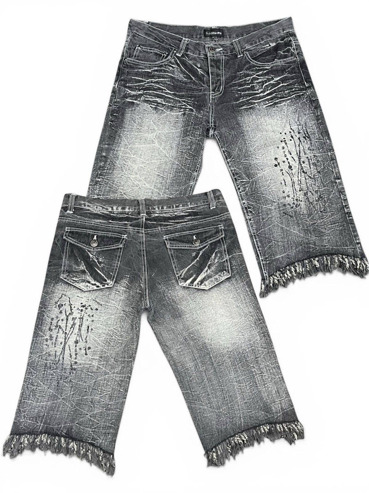 LOWBOX Lowbox Grunge Distressed Paint Splatter Denim Shorts Size US 31 - 1 Thumbnail
