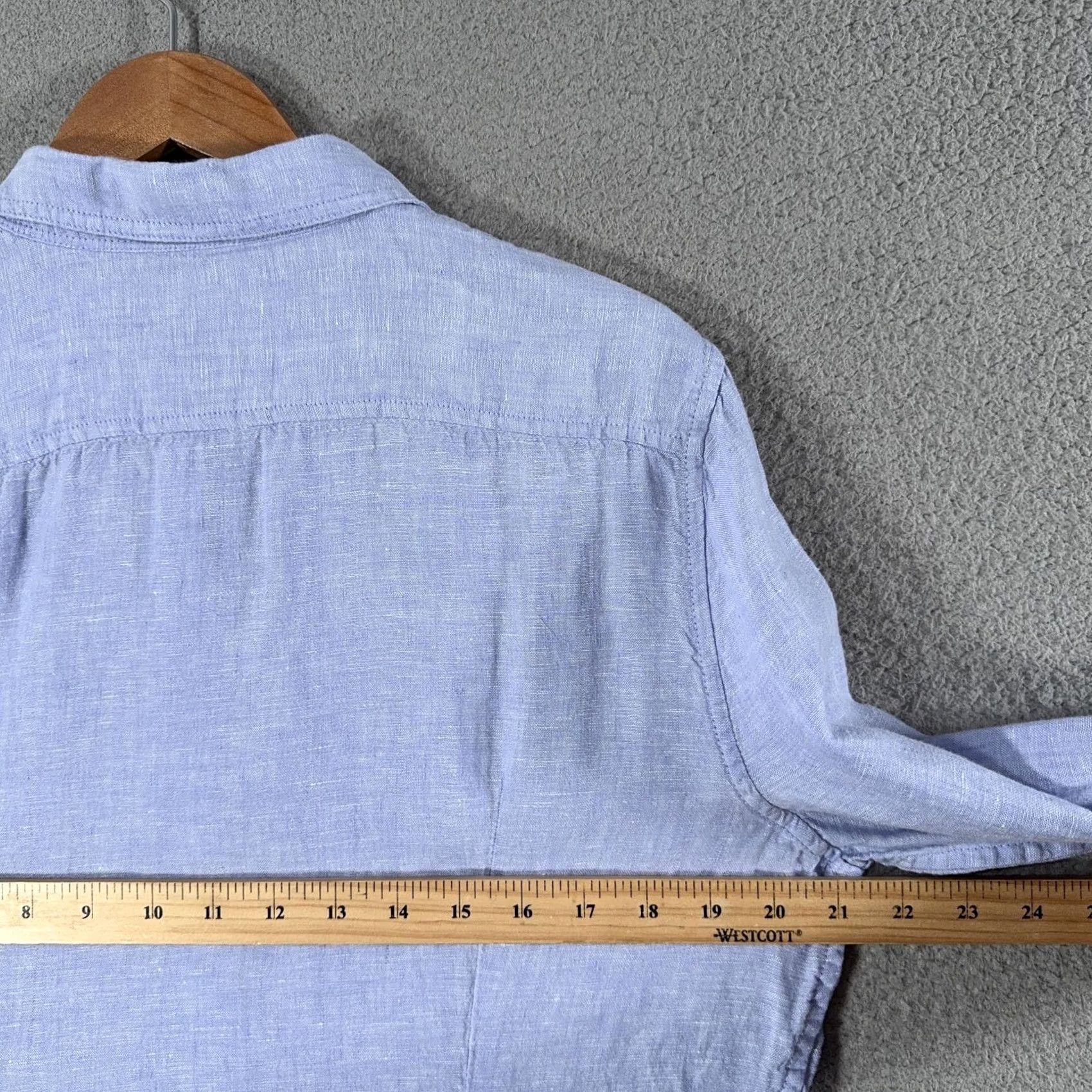 J.Crew J Crew Womens Shirt 2 Slim Blue Button Up Blouse Linen Size XS / US 0-2 / IT 36-38 - 7 Thumbnail