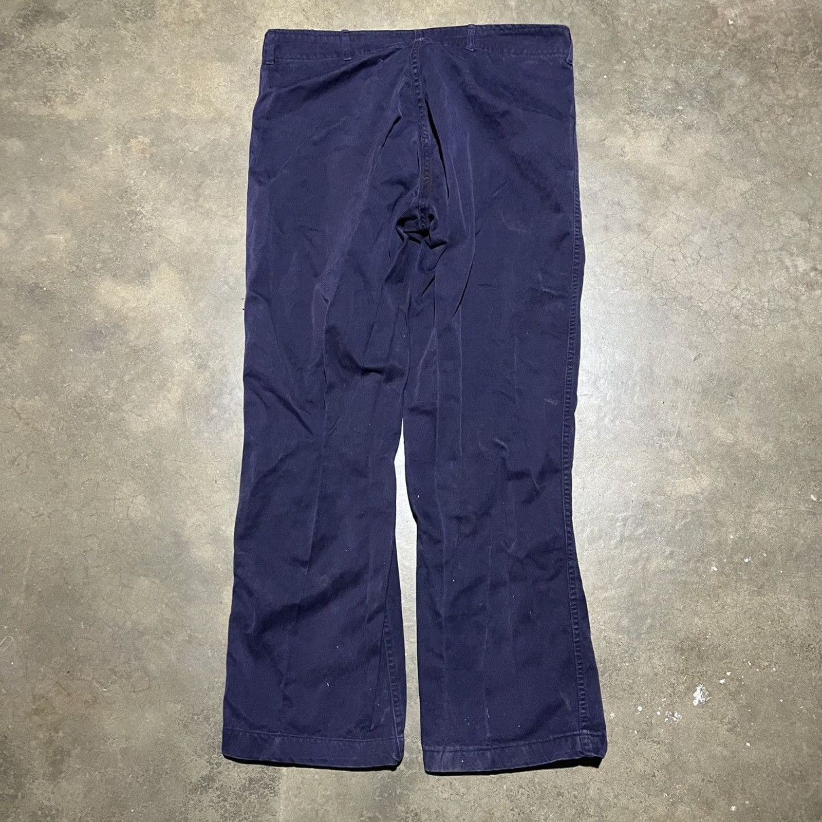 Vintage Vintage 50s Navy Wide Leg Cotton Buttonfly Chinos 36x30 Size US 36 / EU 52 - 3 Thumbnail