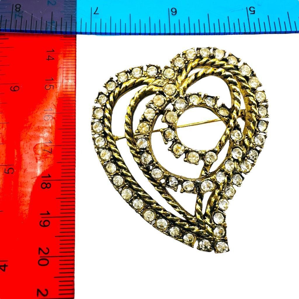 Other HATTIE CARNEGIE Signed Vintage Heart Gold-tone Clear Rhinest Size ONE SIZE - 7 Thumbnail