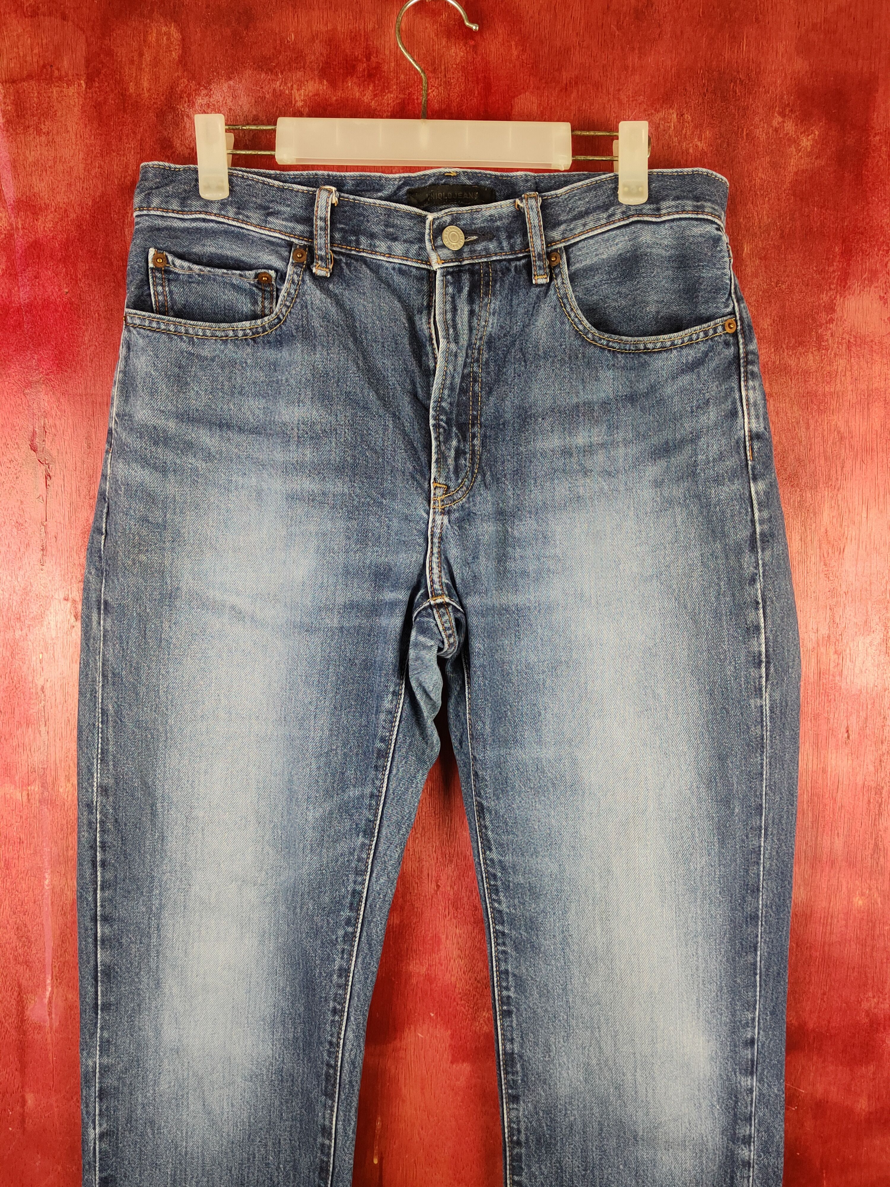 Japanese Brand Uniqlo Blue Faded Distressed Ripped Jeans #S1633 Size US 32 / EU 48 - 2 Thumbnail