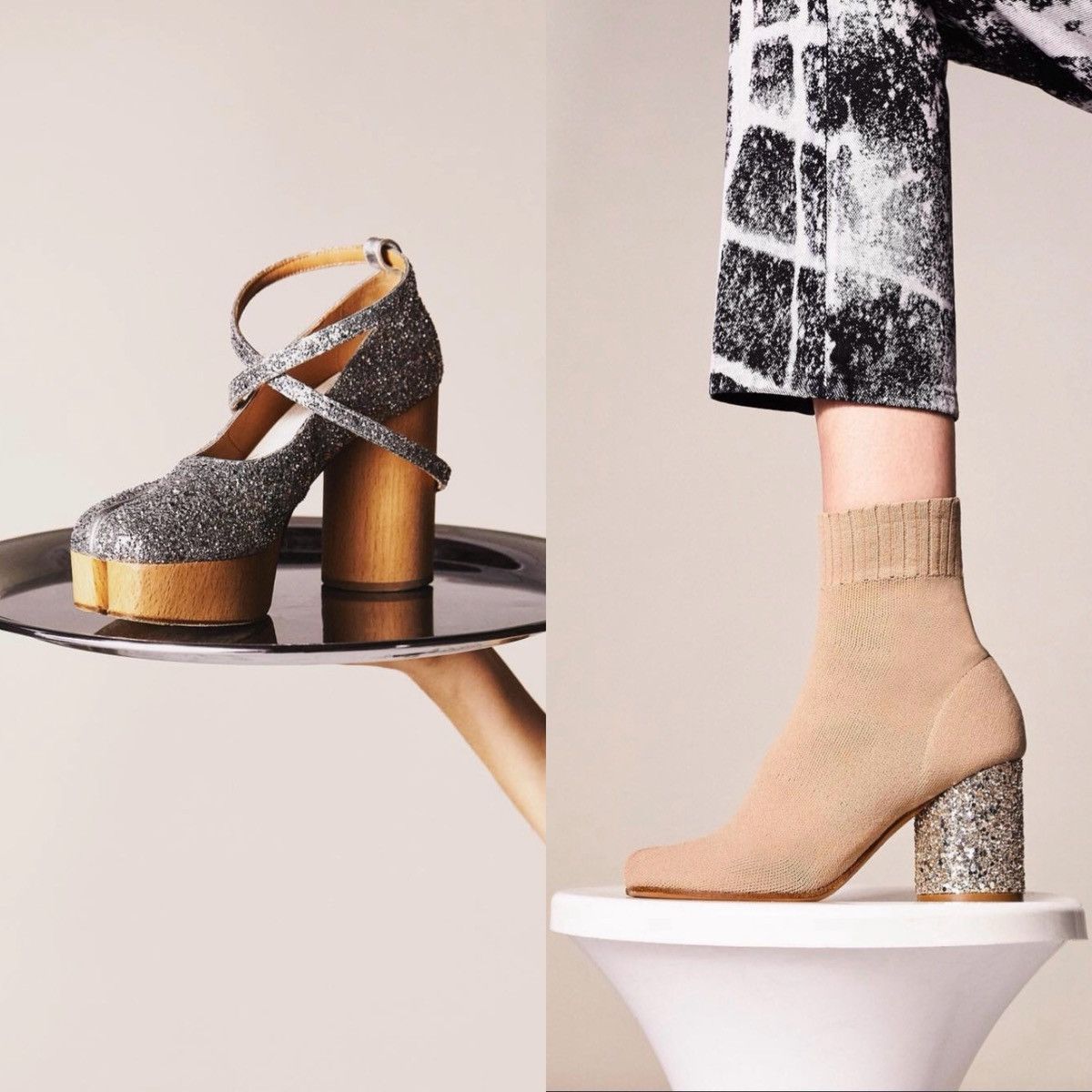 Maison Margiela Knit Sock Glitter Heel Tabi Size US 8 / IT 38 - 2 Thumbnail