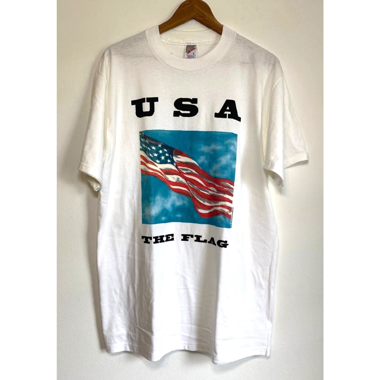 Jerzees VINTAGE Jerzees T-Shirt USA Flag Graphic 1993 Monuments of America White Cotton L Mens Size US L / EU 52-54 / 3 - 2 Thumbnail