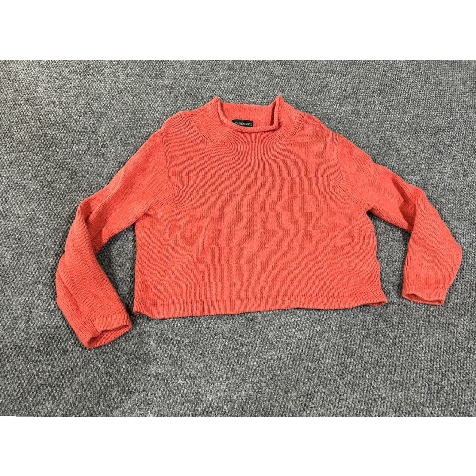 J.Crew J.Crew Oarsman Sweater Womens XL Orange Mock Neck Knit Cropped Pullover Cotton Sweatshirt? Size XL / US 12-14 / IT 48-50 - 2 Thumbnail