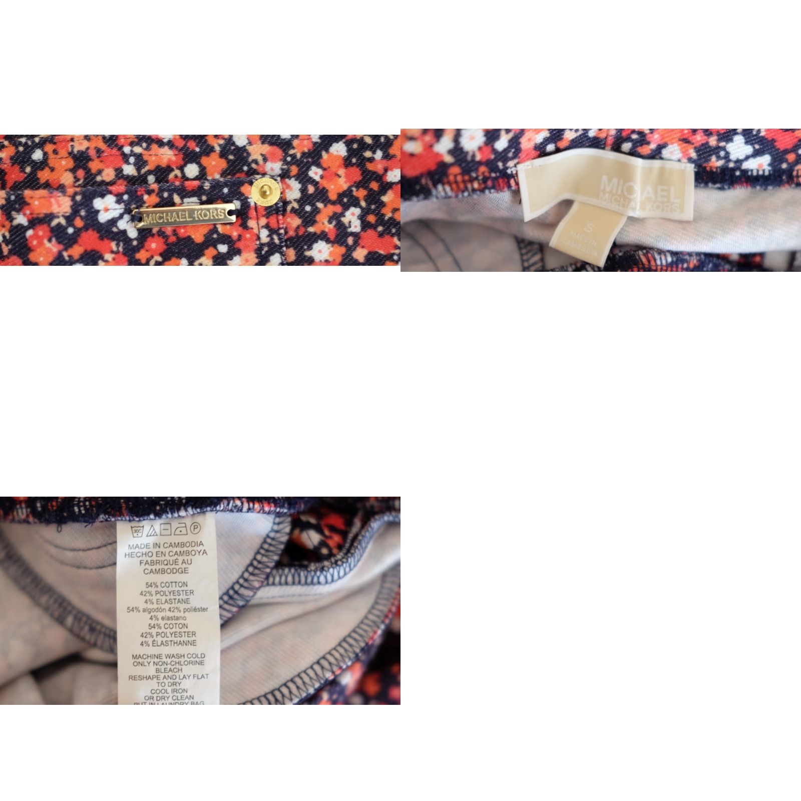 Michael Kors Michael Kors Skinny Jeans Jegging Pull On Floral Womens S Navy/Red/Orange Red/Pink/White XS? No, size S. Size 28" / US 6 / IT 42 - 8 Thumbnail