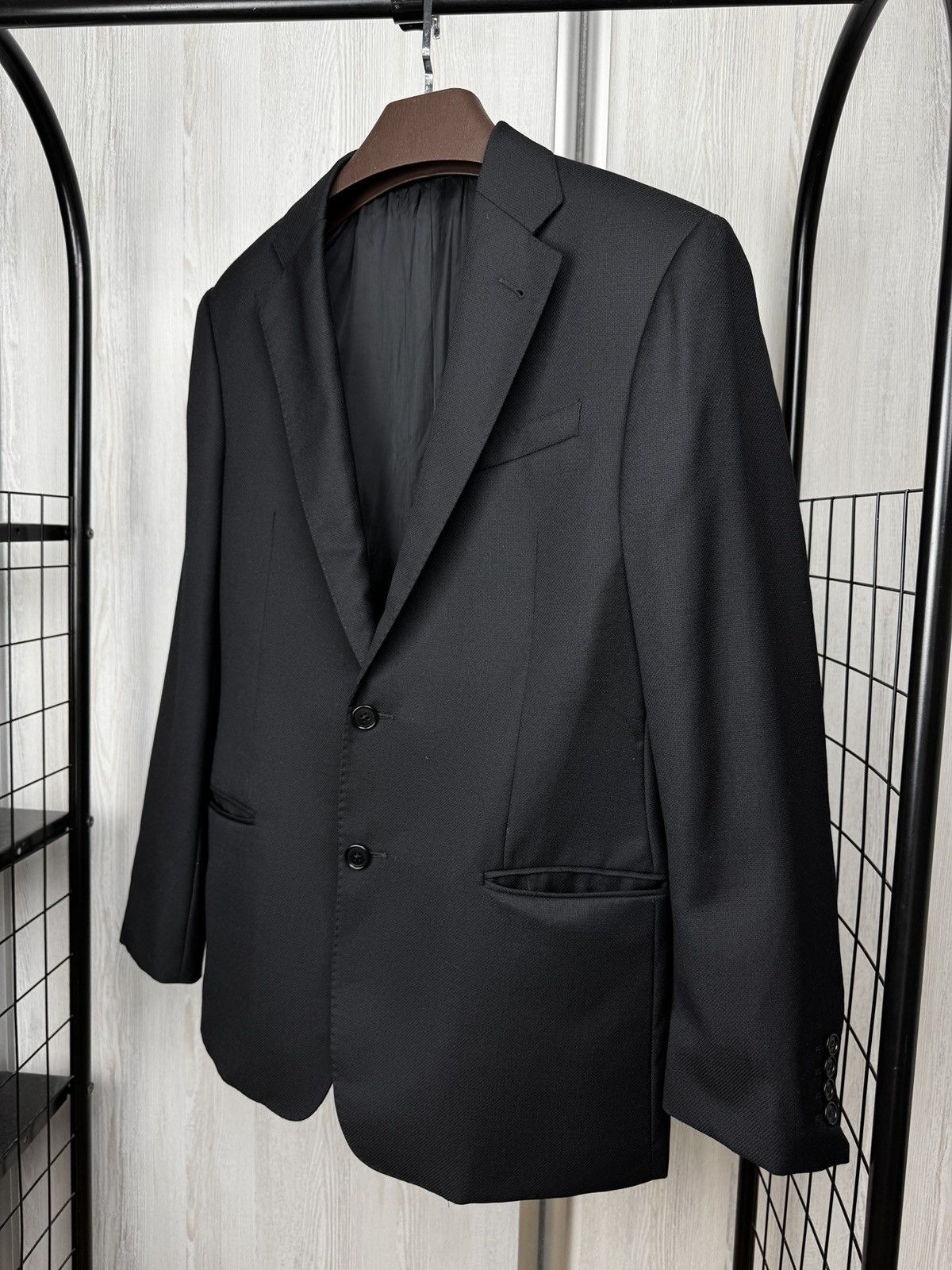 Armani Collezioni Armani Collezioni Giorgio black structural wool blazer Size 40R - 6 Thumbnail