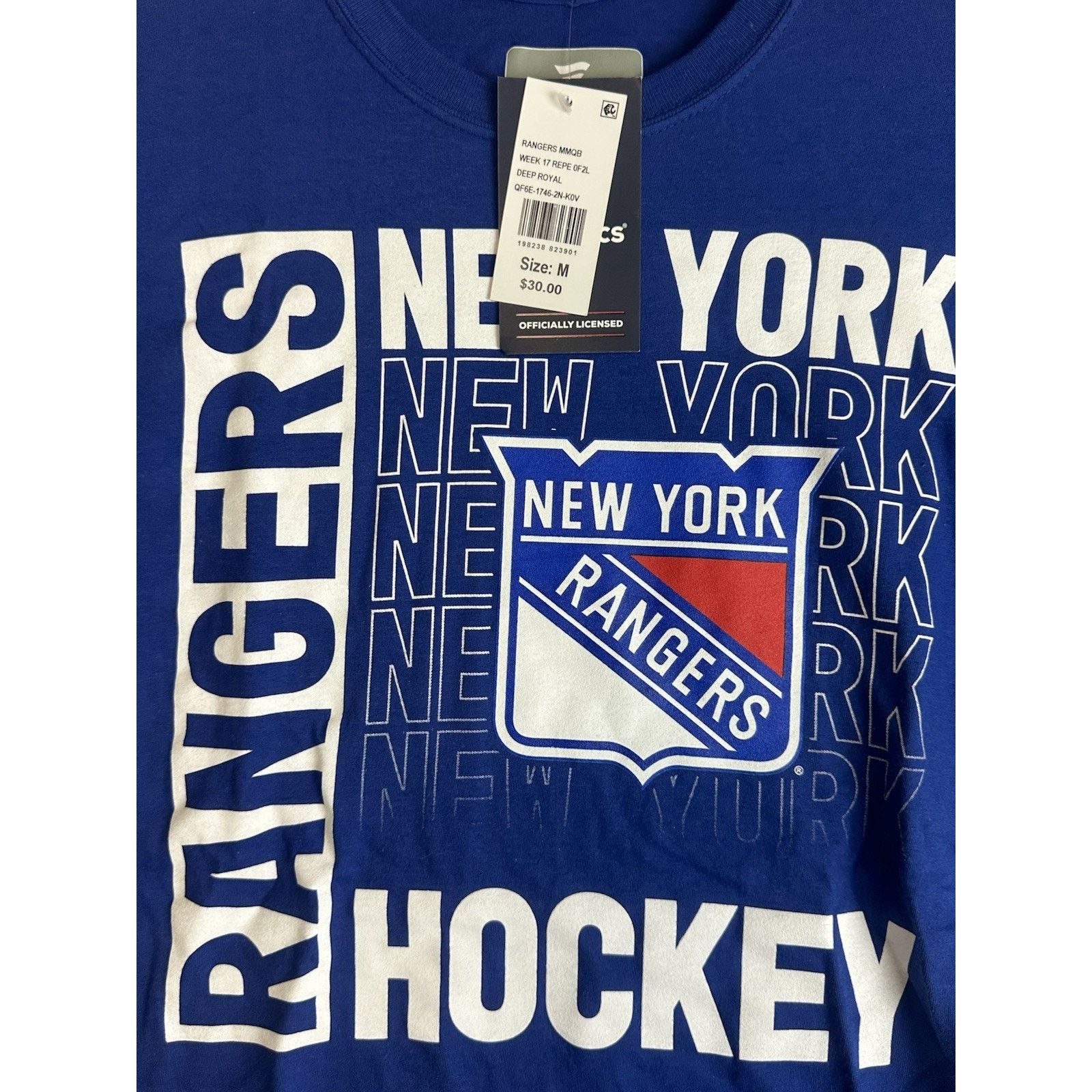 NHL Fanatics New York Rangers NHL Blue VNeck TShirt M Size ONE SIZE - 2 Thumbnail