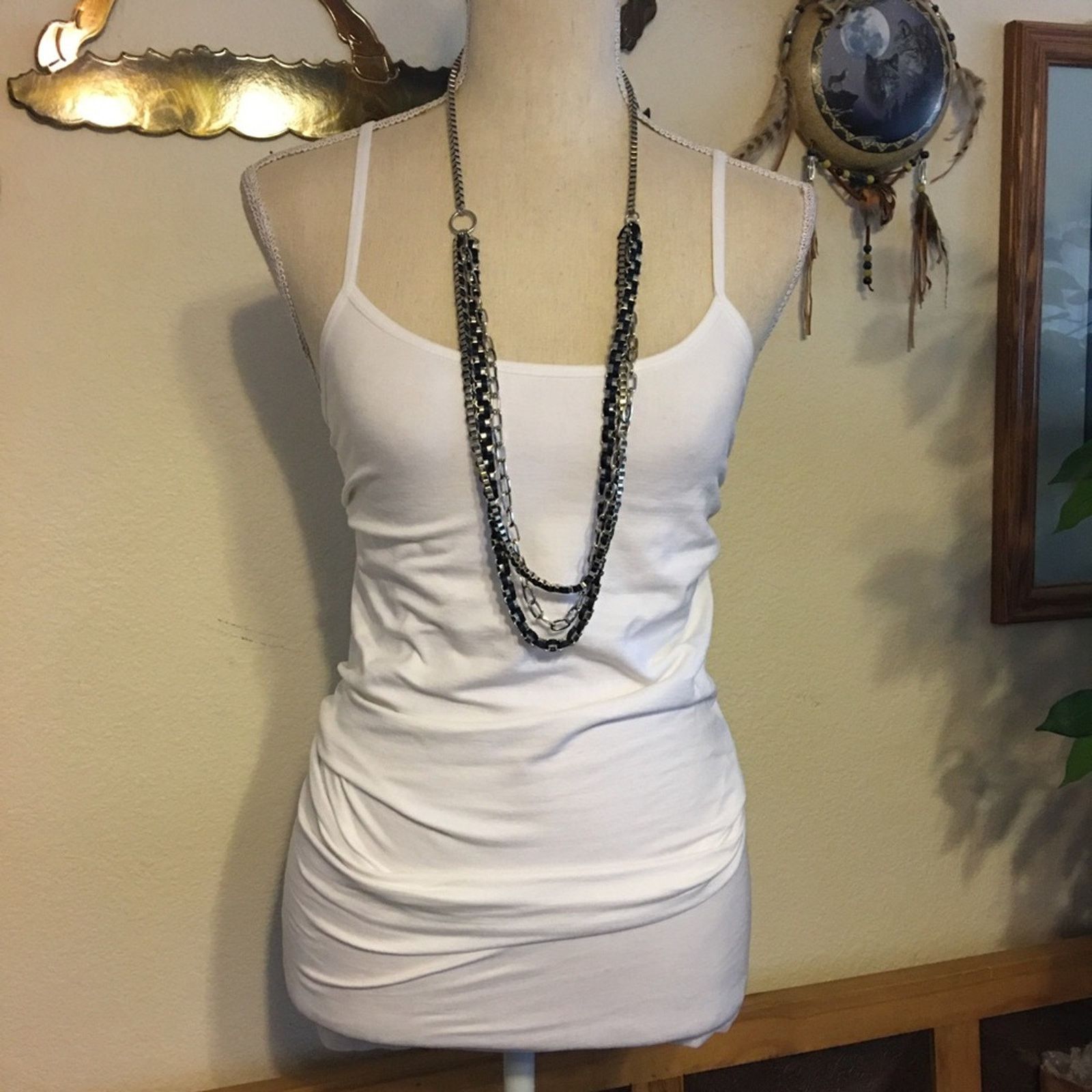 Jewelry Silver box link chain woven navy ribbon necklace Size ONE SIZE - 5 Thumbnail