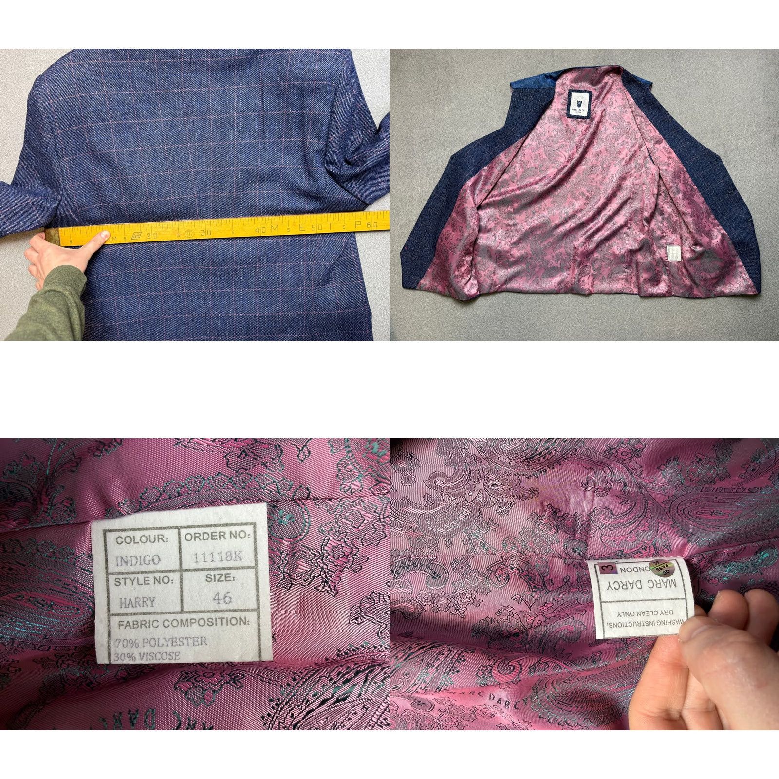 Vintage Marc Darcy London Blazer Vest 2 Piece Blue Indigo 46 Mens Suit Set Blazer Vest 2 Piece Blue Indigo 46 Size 46R - 10 Thumbnail