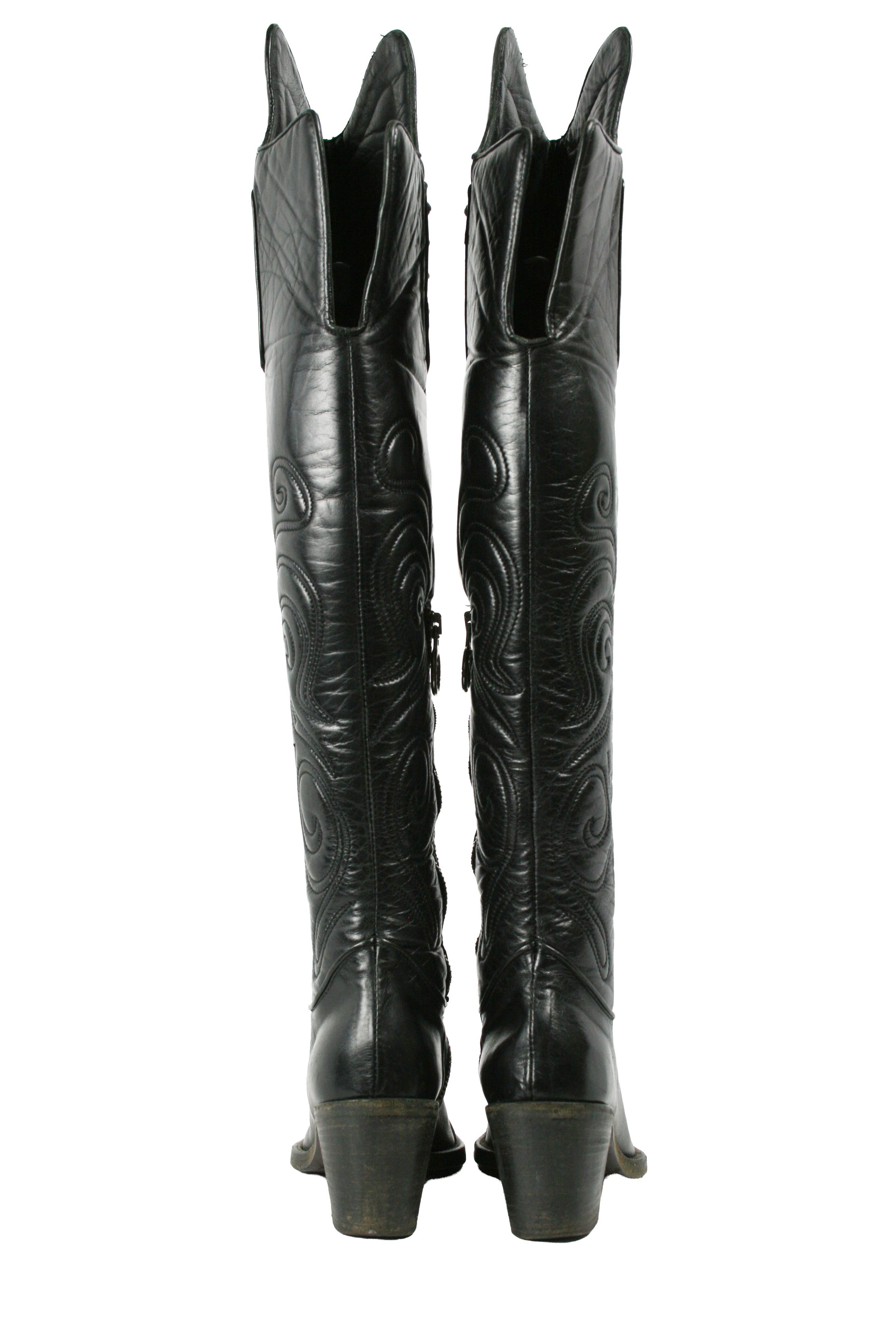 Other Fauzian Jeunesse Y2K Knight Rockstuds Leather Knee Boots Size US 5 / IT 35 - 15 Thumbnail