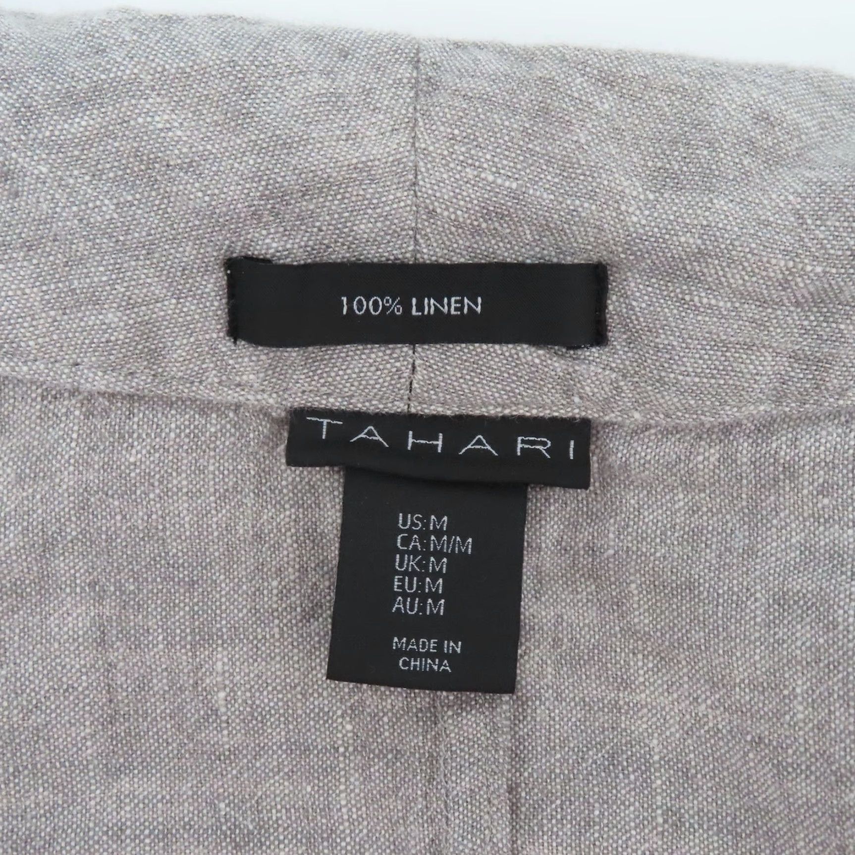 Vintage Tahari Women Medium Gray All Linen Open Front Blazer Jacket Coat Pockets Blouse Suits Size M / US 6-8 / IT 42-44 - 6 Thumbnail