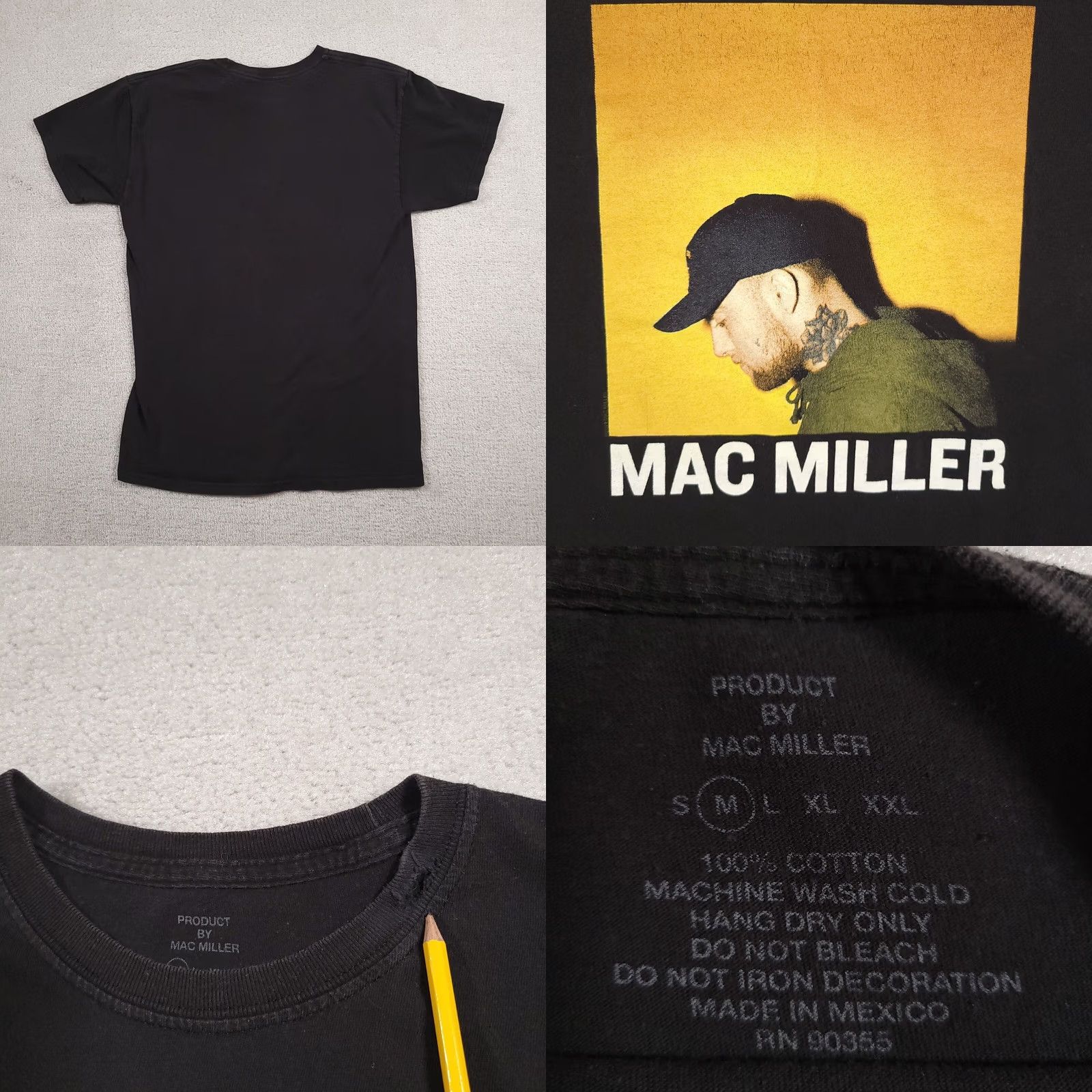 Vintage Mac Miller Shirt Mens Medium Black Graphic Side Profile Spell Out Hip Hop Flaw Size US M / EU 48-50 / 2 - 8 Thumbnail