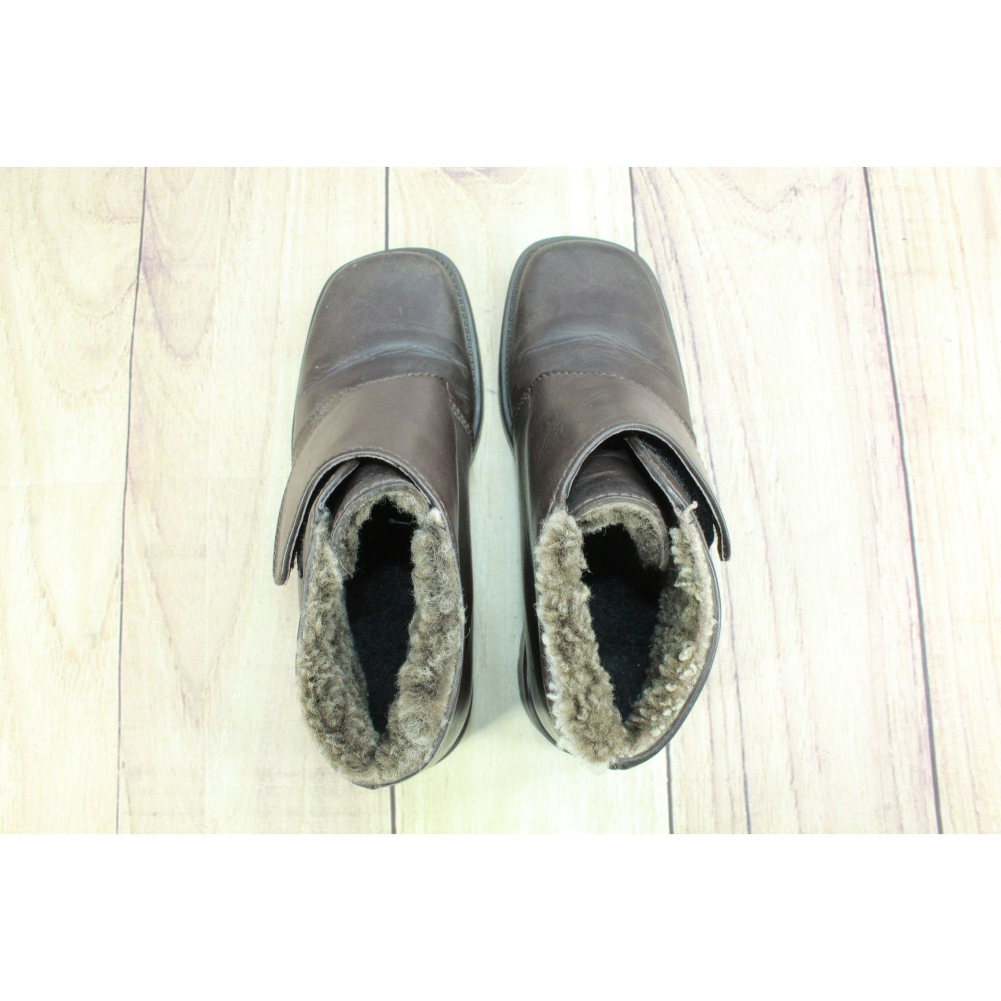 L.L. Bean × Leather LL Bean Leather Hook & Loop Shearling Lined Winter Boots Size US 6 / IT 36 - 7 Thumbnail