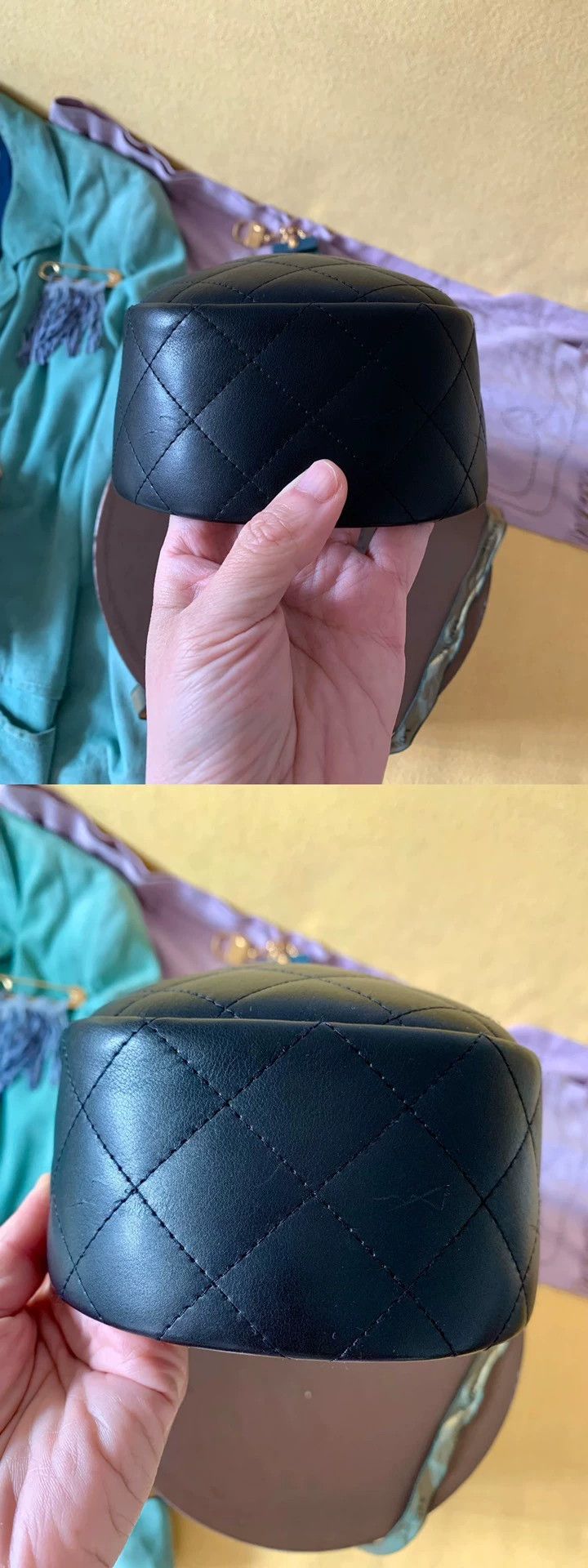 Loewe Loewe Black leather cap with diamond trim Size ONE SIZE - 6 Thumbnail