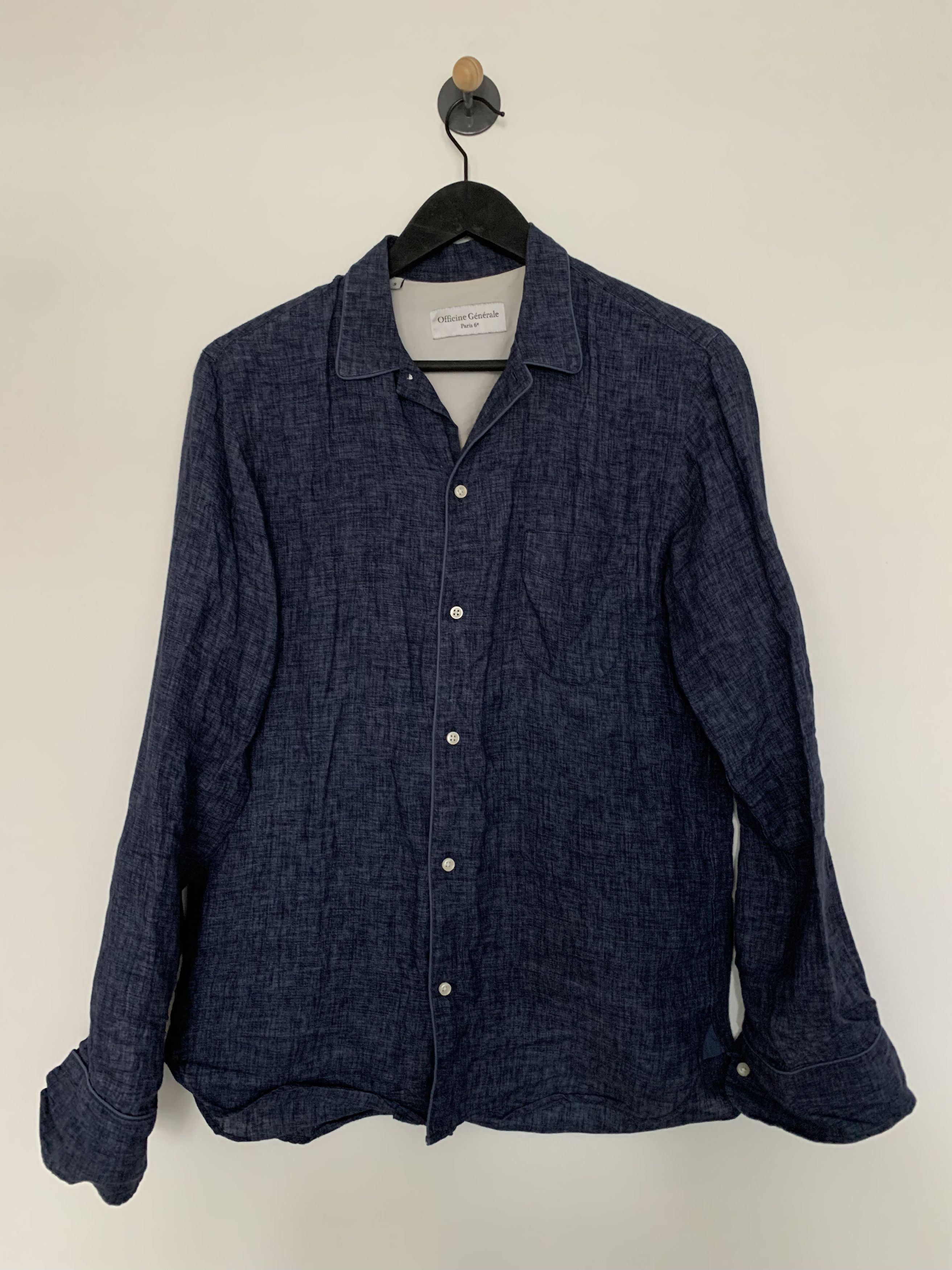 Officine Generale Officine Generale Piped Linen-Chambray Shirt S Size US S / EU 44-46 / 1 - 1 Thumbnail
