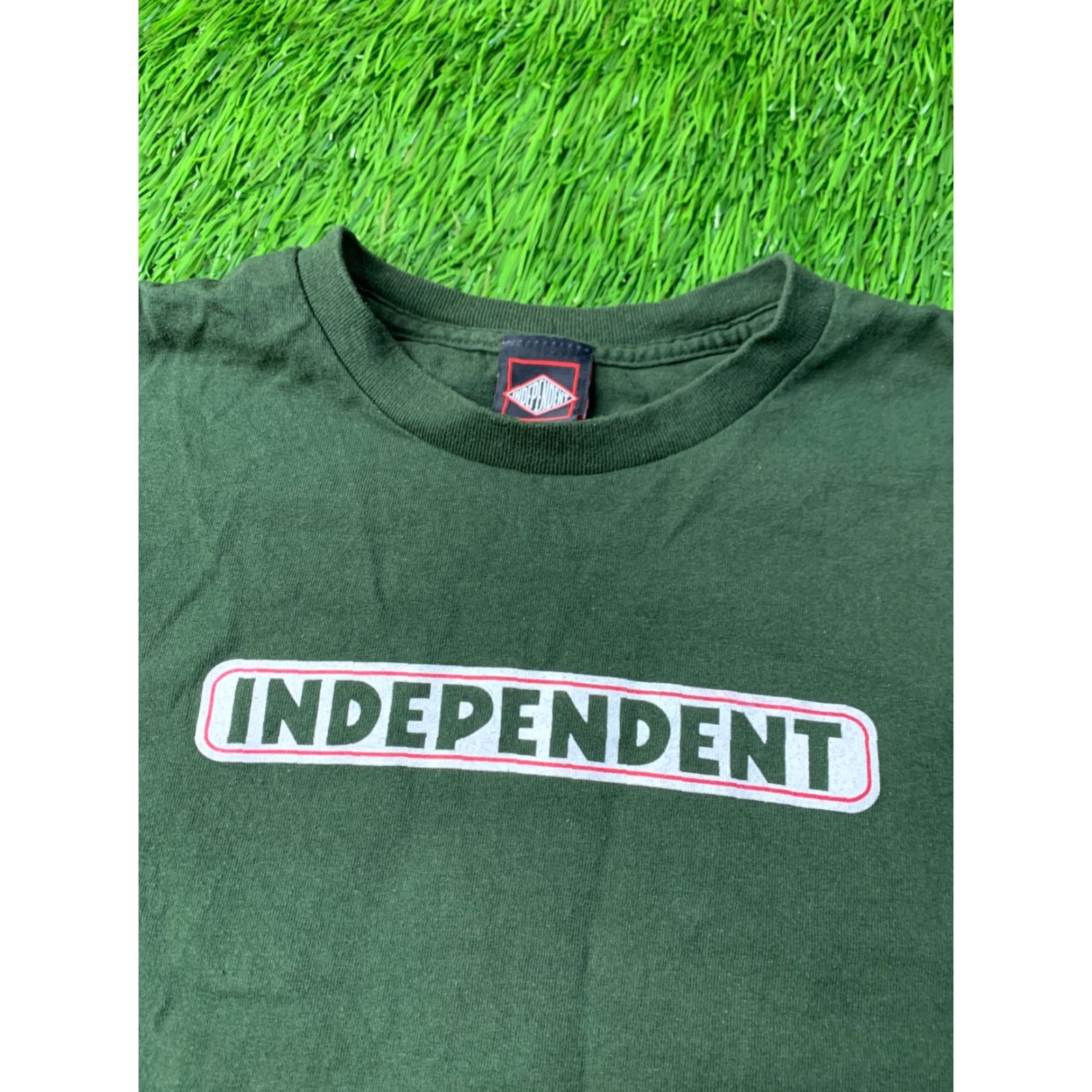 Vintage Independent Men Jersey T-Shirt Classic Short Sleeve Crew Neck L Dark Green Size L Size US L / EU 52-54 / 3 - 3 Thumbnail