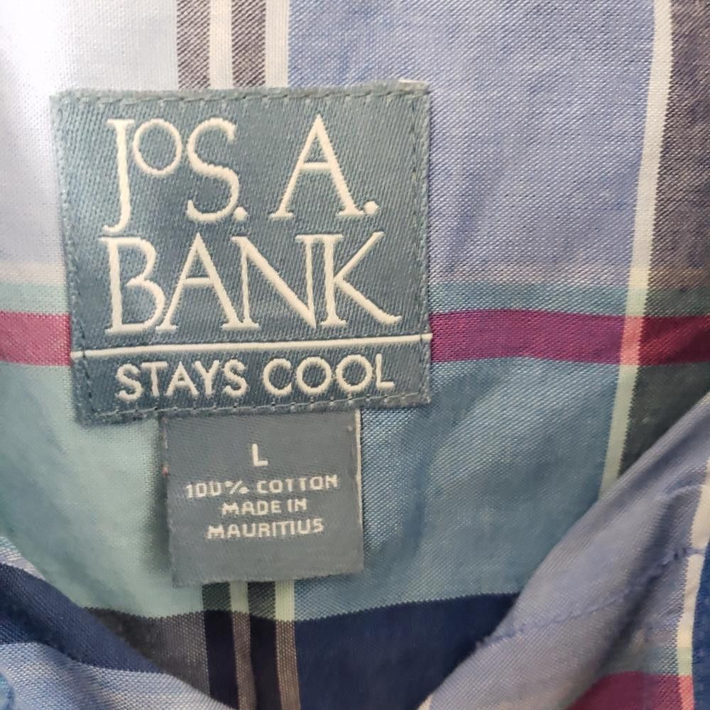 Jos. A. Bank CT449 Jos A Bank Men's Blue Short Sleeve Casual Shirt L Size US L / EU 52-54 / 3 - 2 Thumbnail