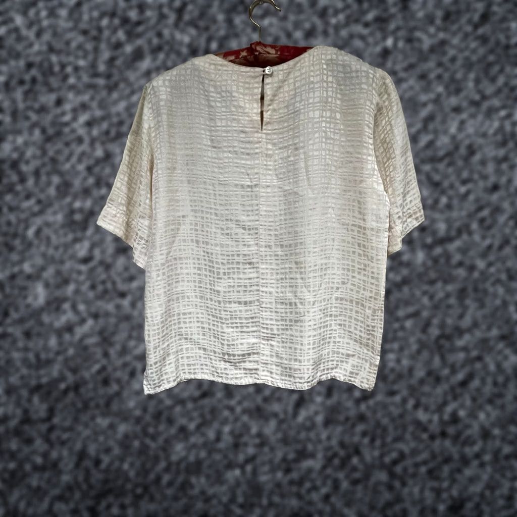 Anne Klein Anne Klein II Womens Top Crew Neck Half Sleeve Blouse Ivory 100% Silk Size 2 Size XS / US 0-2 / IT 36-38 - 1 Thumbnail