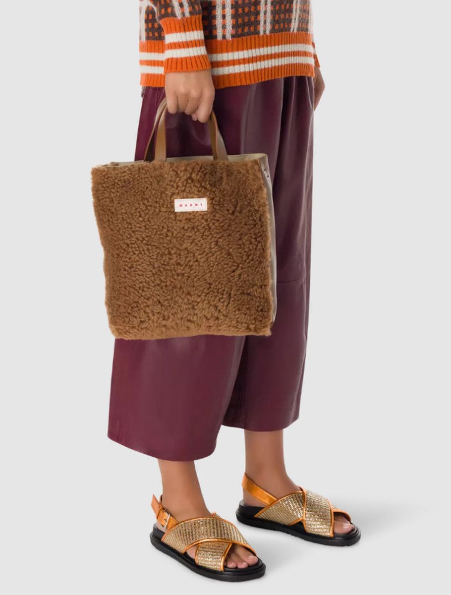 Marni MARNI Museo Small brown Shearling soft shoulder bag Size ONE SIZE - 2 Thumbnail