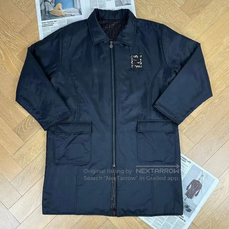 Fendi Fendi Black XL Coat with Signature Print . Size US XL / EU 56 / 4 - 2 Thumbnail