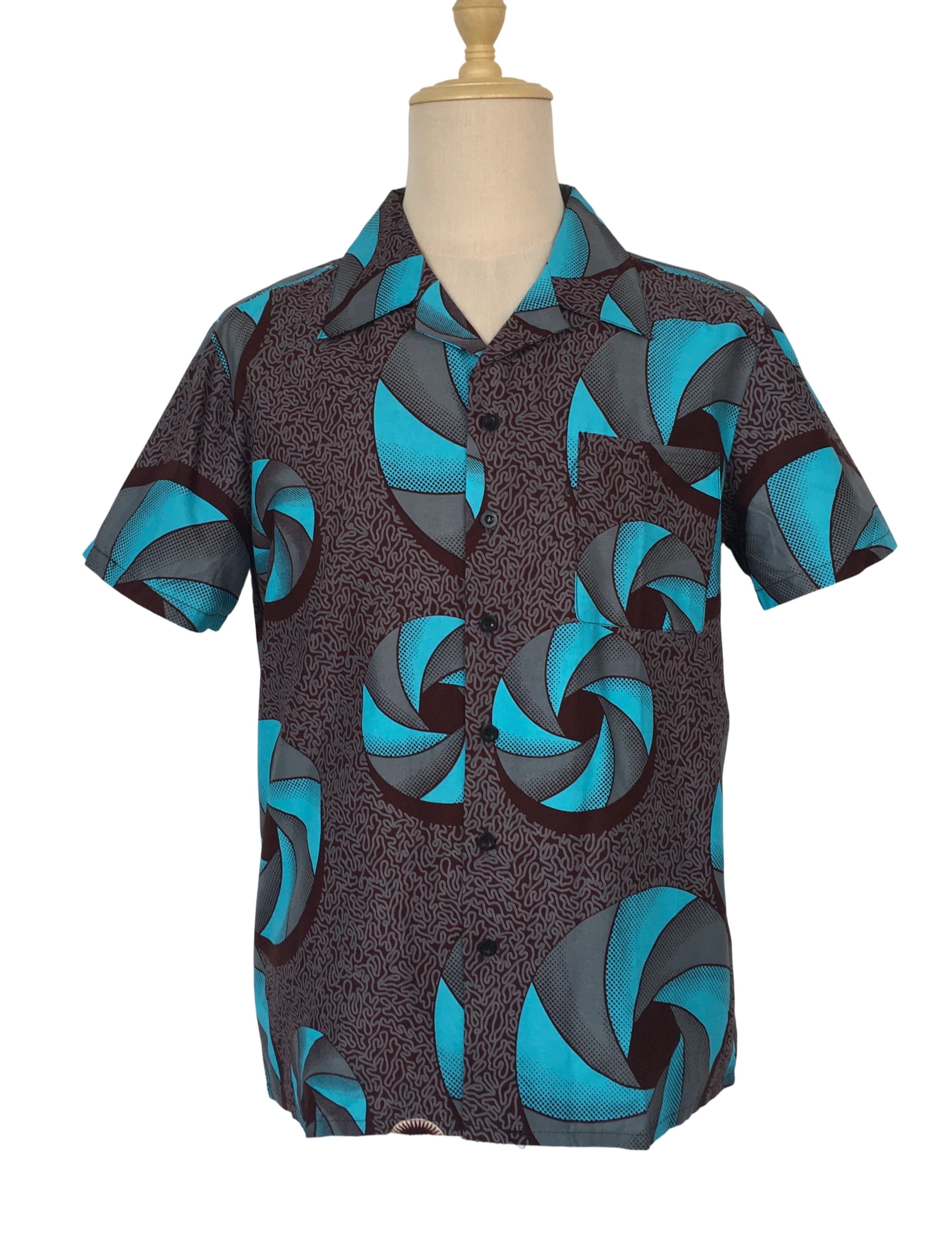 Other African Wax Print Men Shirt Short Sleeves Summer Size US M / EU 48-50 / 2 - 1 Thumbnail