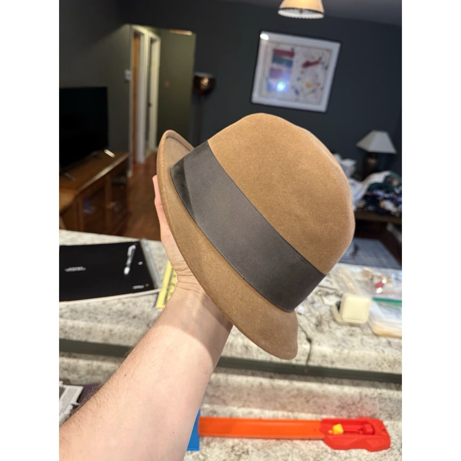 Vintage VINTAGE Resistol Hilton Calcutta Brown Beaver Fedora Hat Cap 7 1/4 Men Women 1950s Decade Rockabilly Size ONE SIZE - 2 Thumbnail