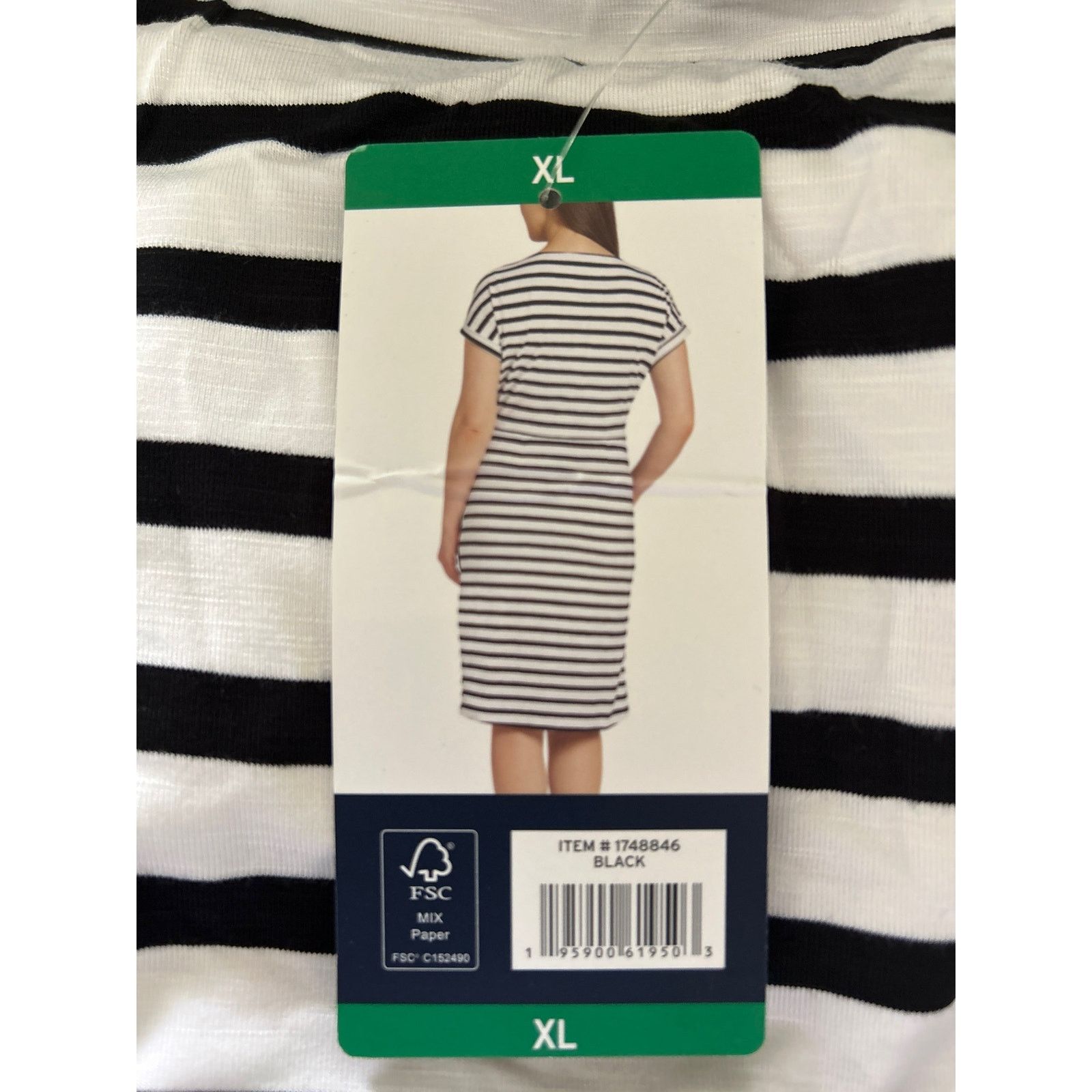 Chaps Chaps Women's Crewneck Black and White Stripe Knit Dress XL Size XL / US 12-14 / IT 48-50 - 5 Thumbnail