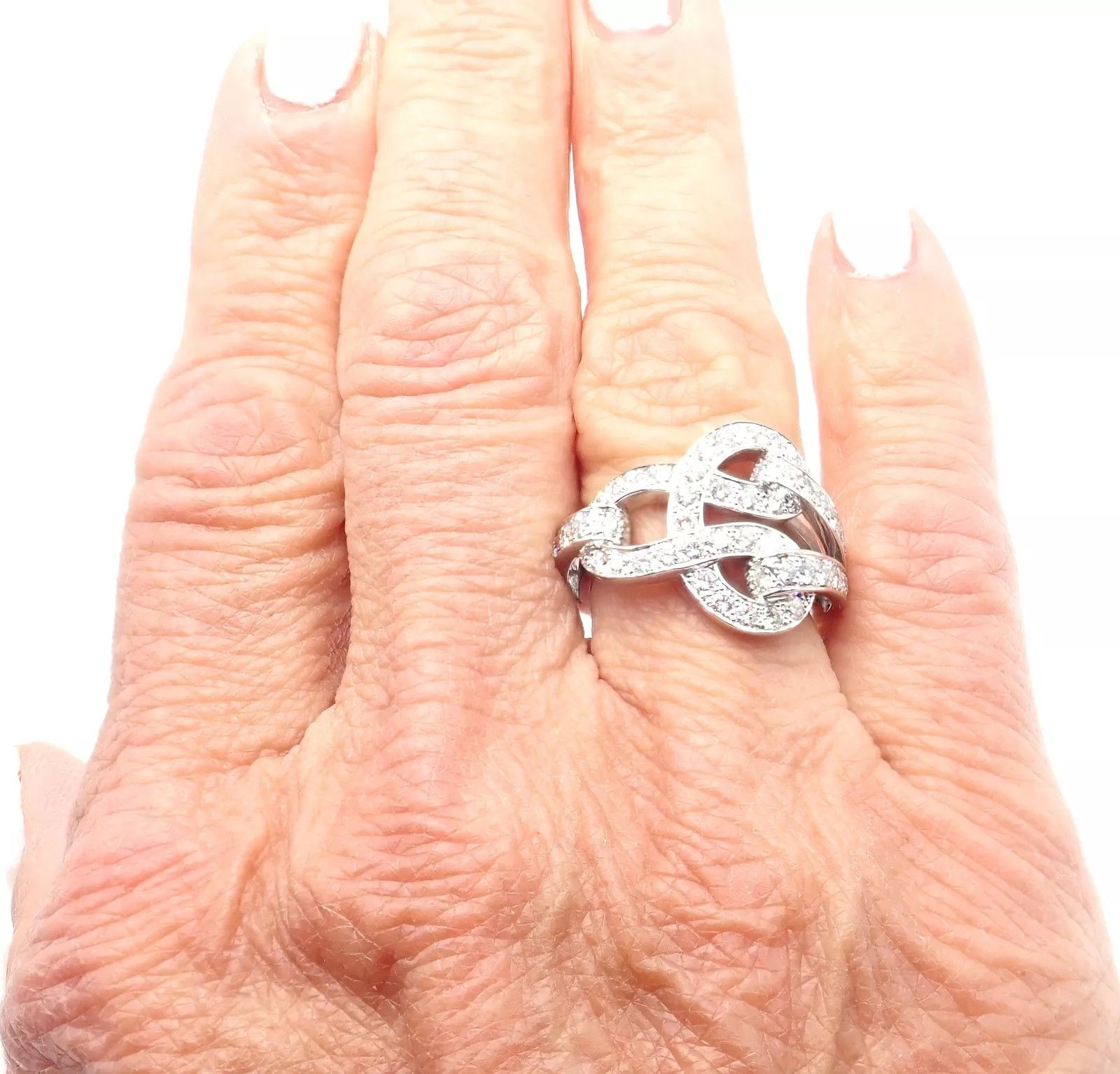 Cartier Cartier Agrafe 18k White Gold Diamond Band Ring Size ONE SIZE - 7 Thumbnail