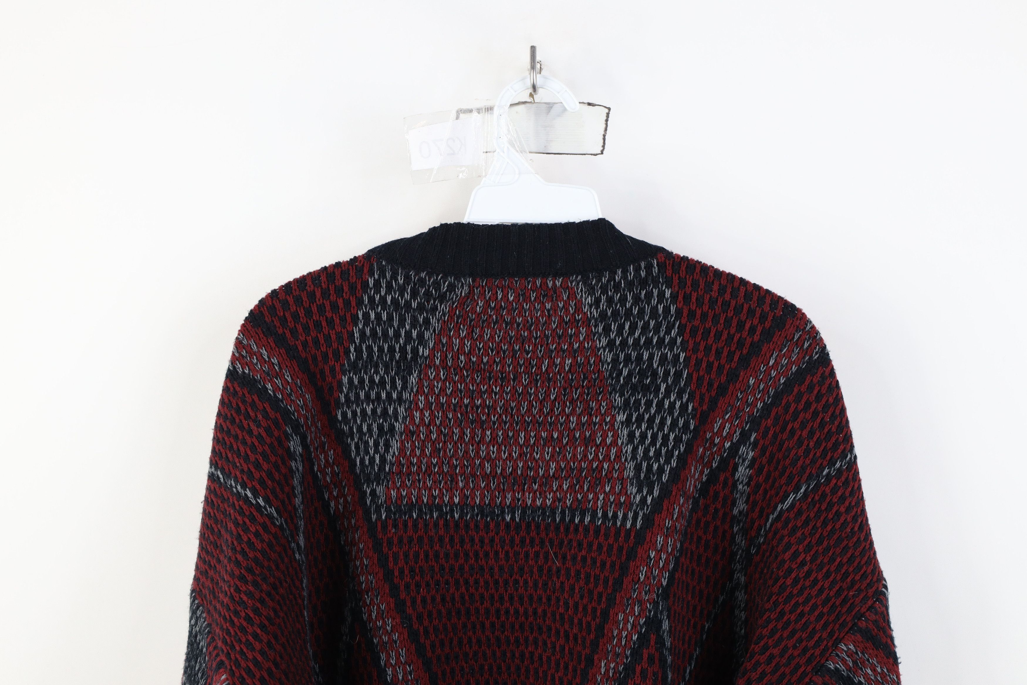 Vintage Vintage 90s Streetwear Diamond Knit Crewneck Sweater Red Size US XL / EU 56 / 4 - 10 Thumbnail