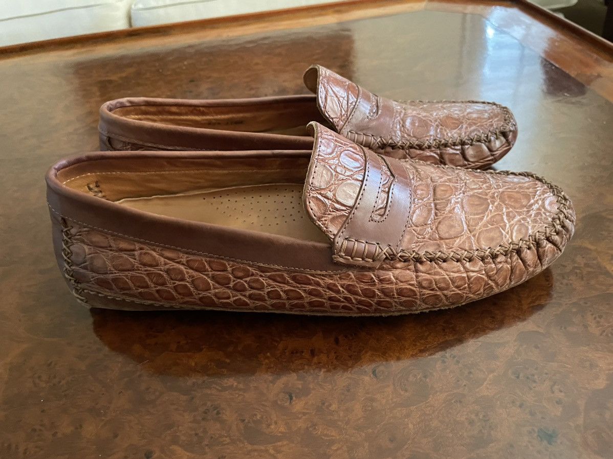 Zelli Crocodile Driving Loafers Size US 11.5 / EU 44-45 - 2 Thumbnail