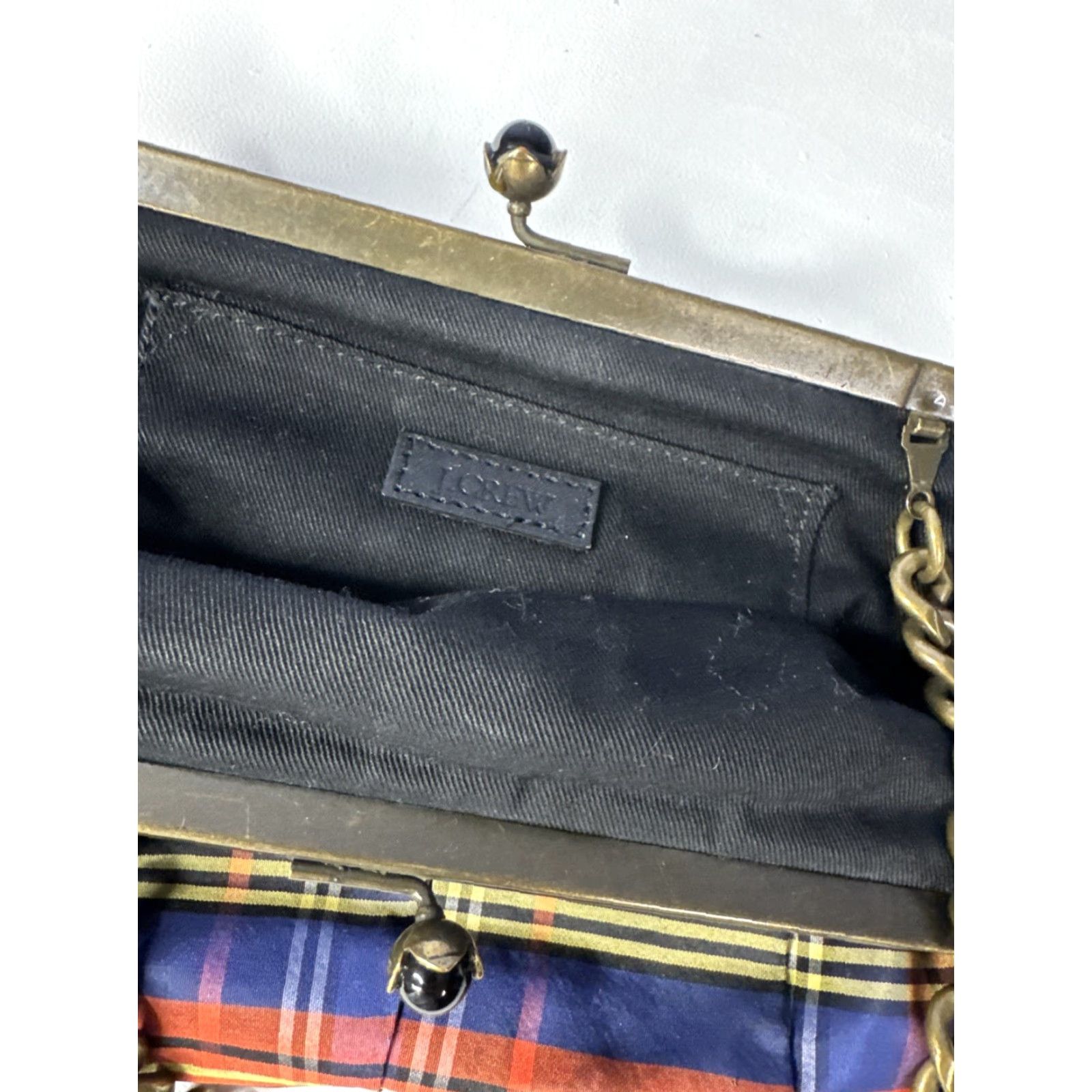 J.Crew J.CREW Clutch Women Plaid Chain Link Purse Bag Multicolor Polyester Size ONE SIZE - 6 Thumbnail