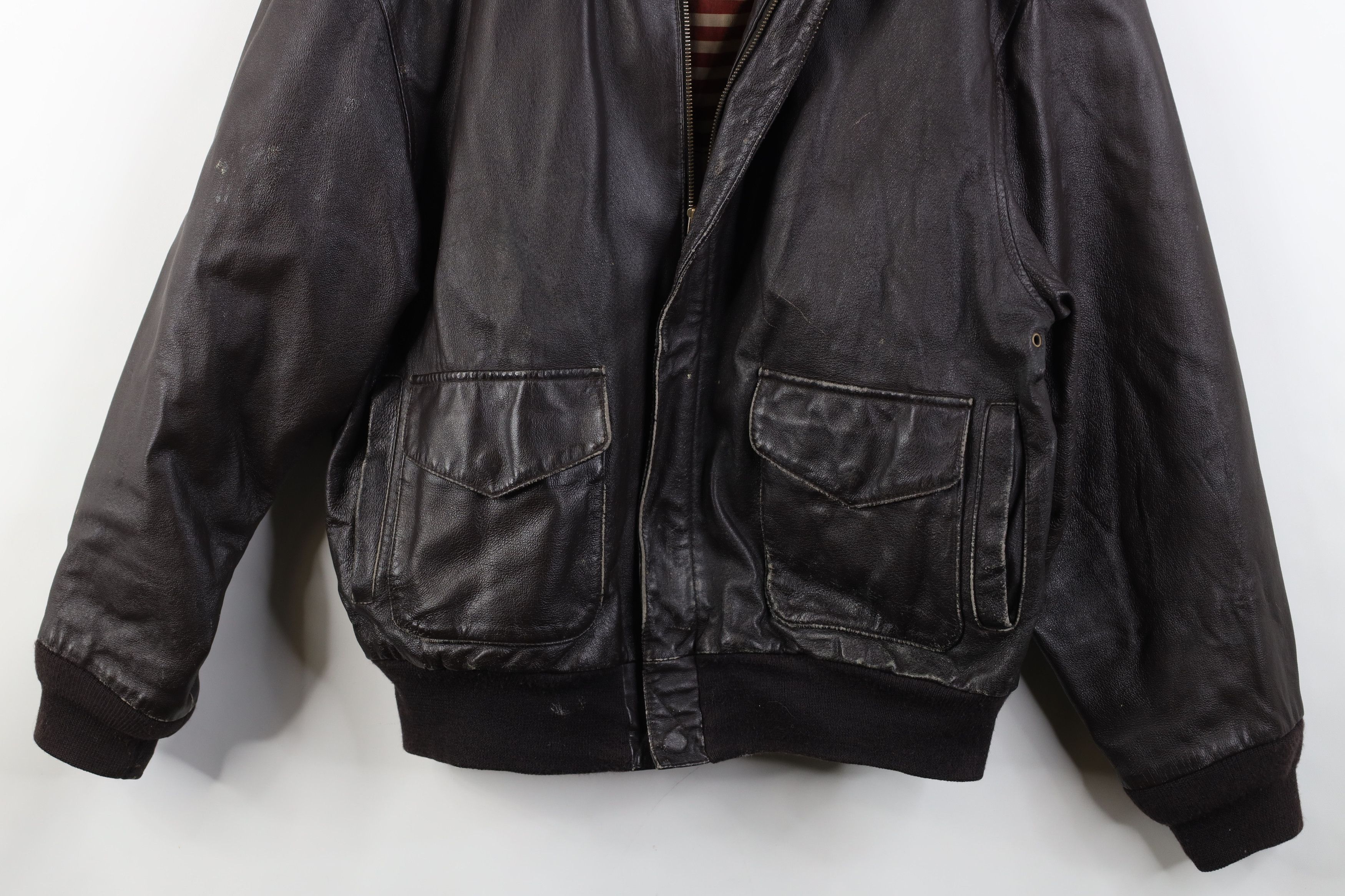 Vintage Vintage 90s Streetwear Force Leather Flight Bomber Jacket Size US M / EU 48-50 / 2 - 3 Thumbnail
