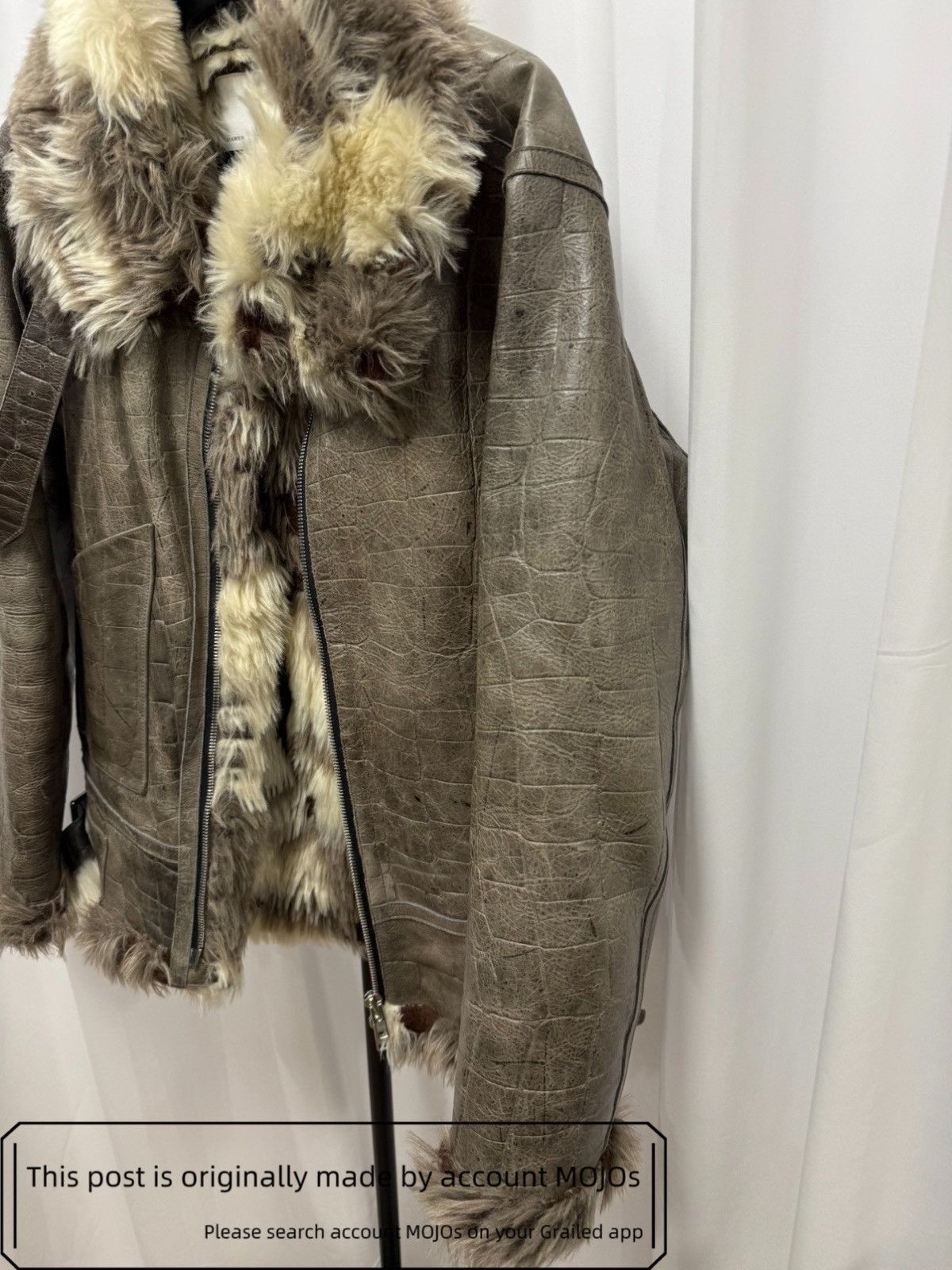Sz L Sankuanz Leather & Fur Moto Sport Coat Mojos1134 in Beige, Men's — image 2 of 6