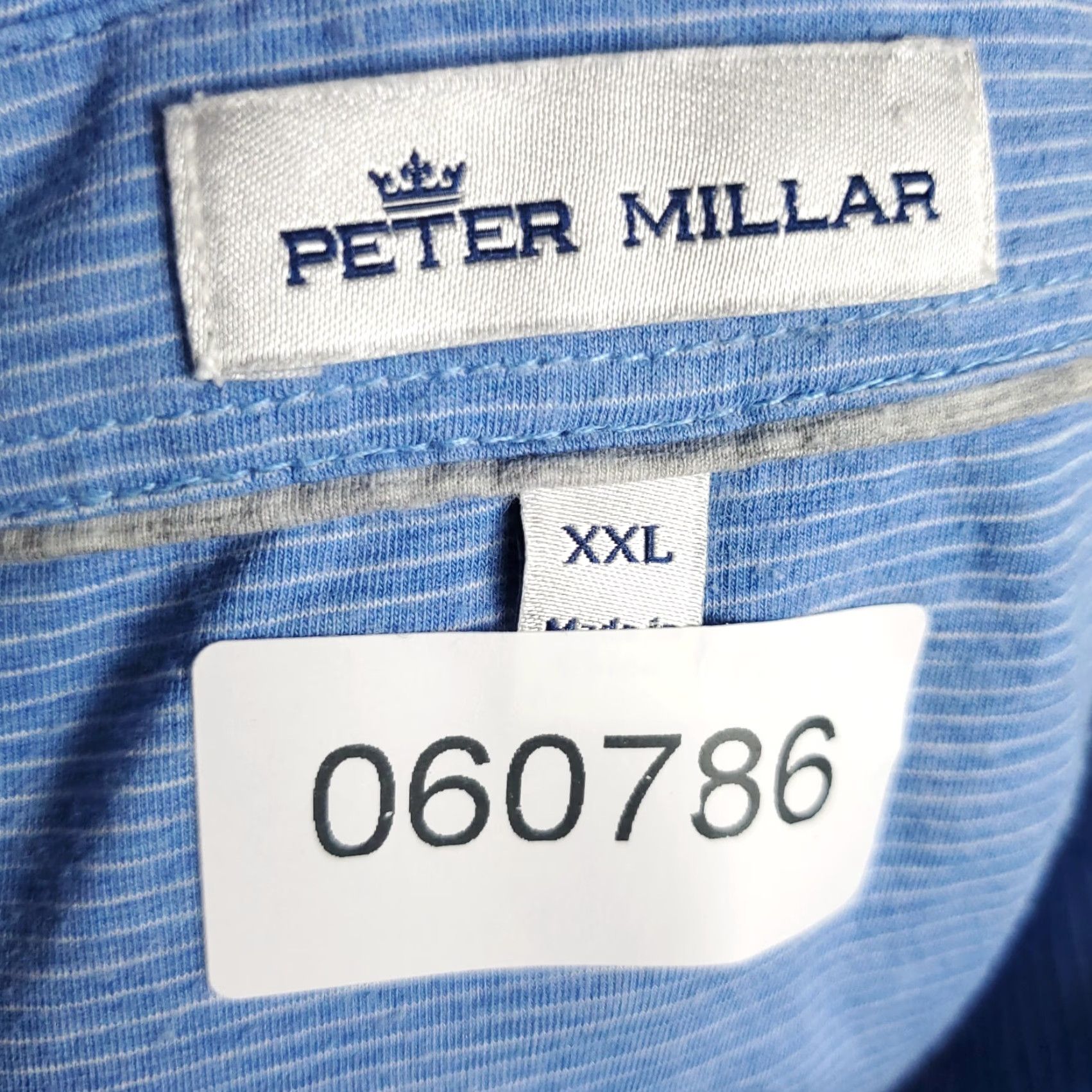 Peter Millar VINTAGE Peter Millar Polo Shirt Men 2XL Blue Striped Cotton Short Sleeve Golf Activewear Size US XXL / EU 58 / 5 - 7 Thumbnail