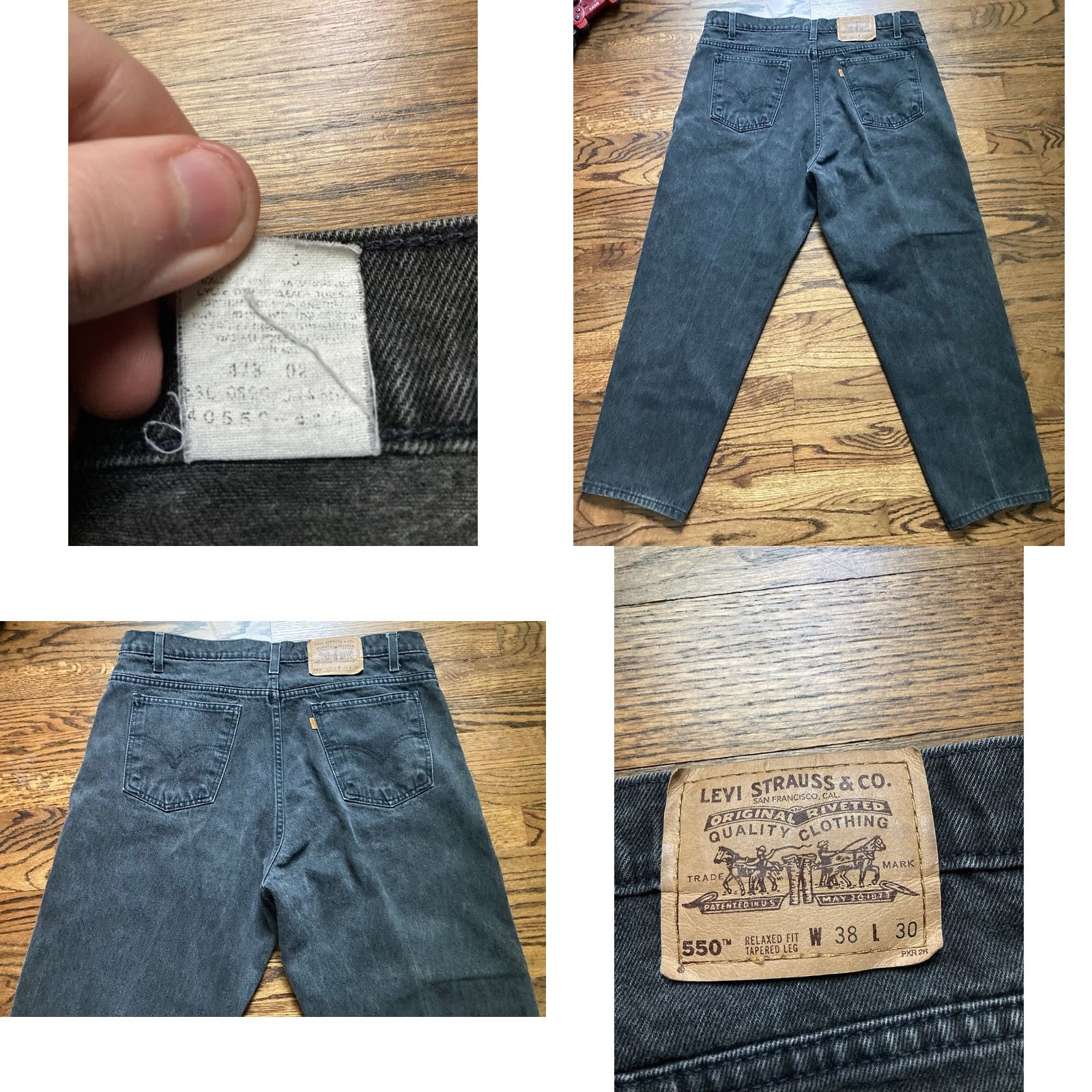 Levi's VINTAGE Levi’s 550 Jeans Mens 38x30 Black Denim Relaxed Tapered Orange Tab 90s 80s Made In USA Size US 38 / EU 54 - 8 Thumbnail