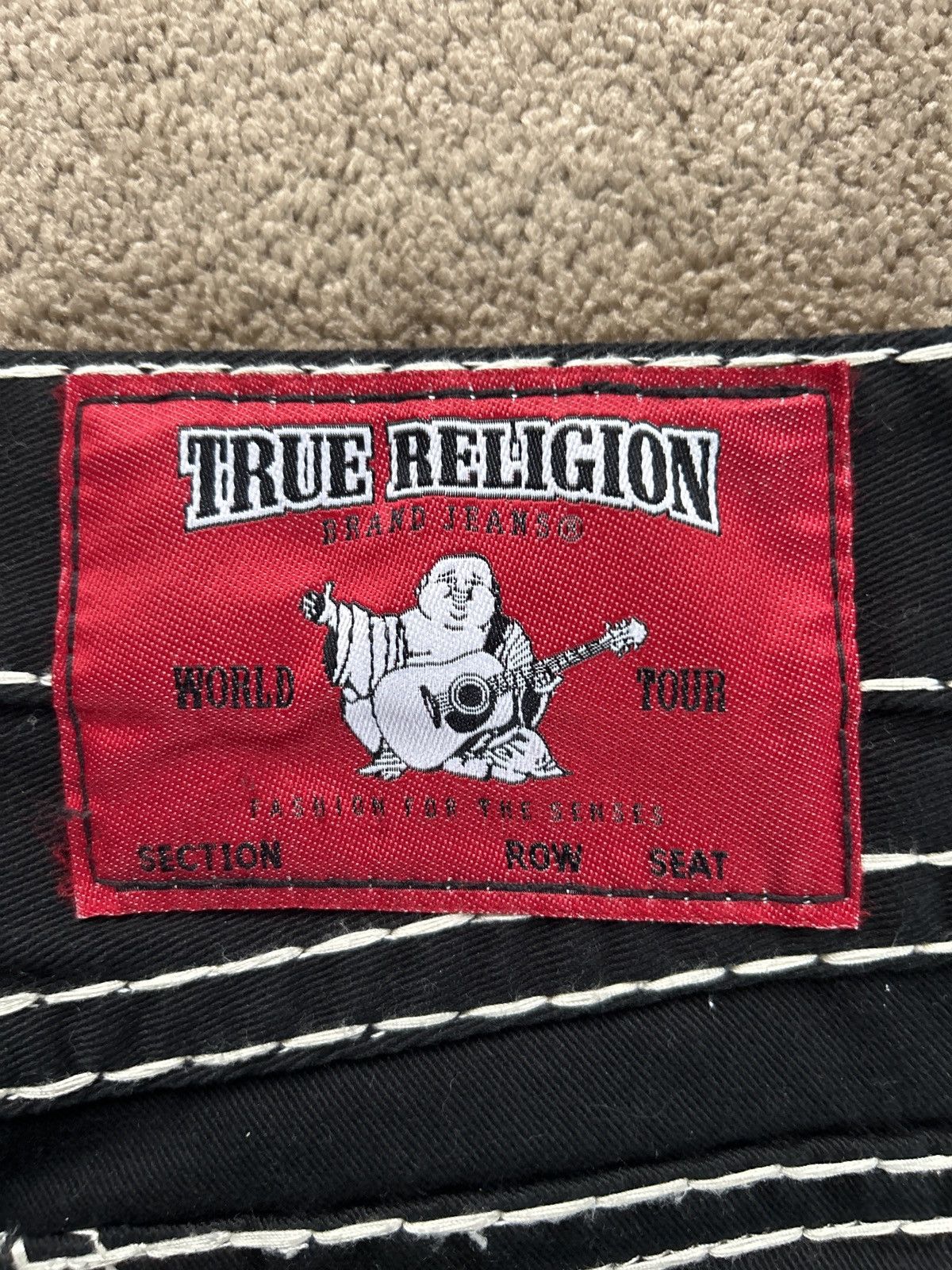 Designer × True Religion Very Rare Trues Ricky Straight black/red white stitching! Size US 30 / EU 46 - 3 Thumbnail