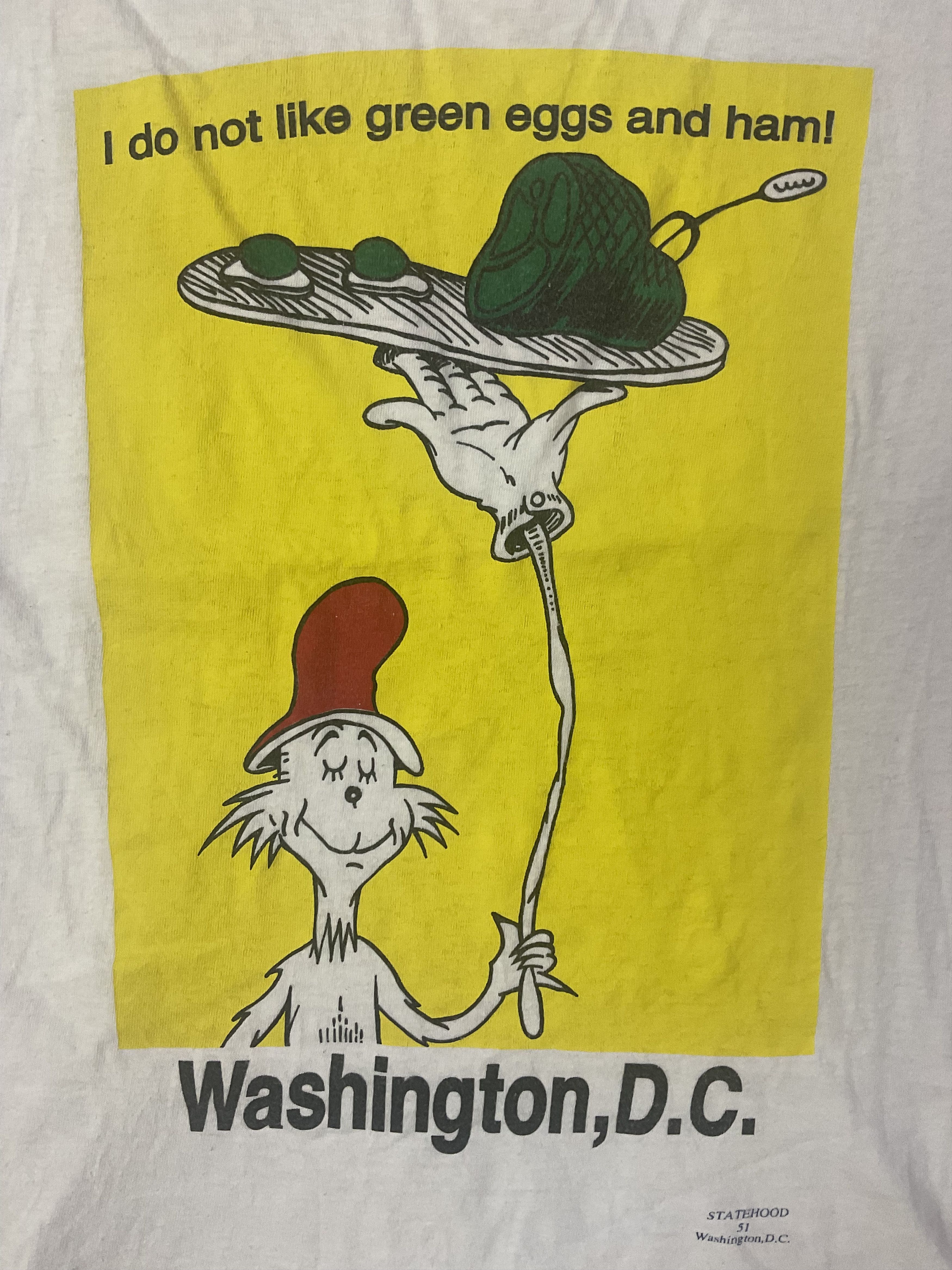 Cartoon Network Vintage 90s Dr Seuss Green Eggs and Ham Washington Tshirt Size US M / EU 48-50 / 2 - 2 Thumbnail